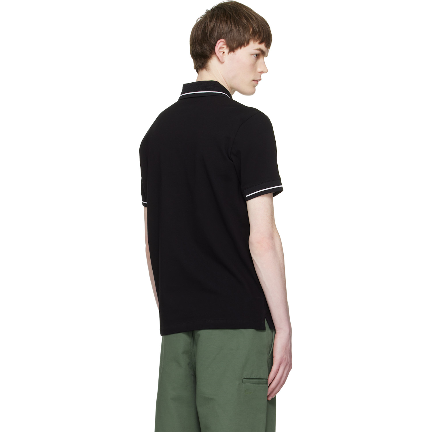  Moncler Black Logo Patch Cotton Polo 
