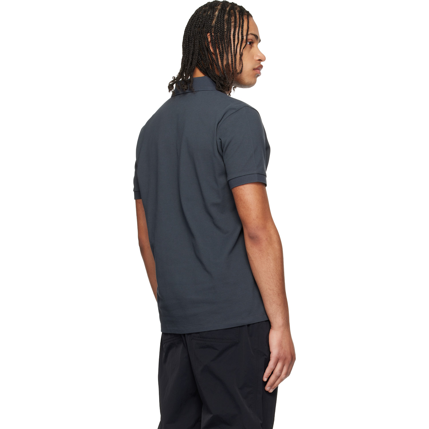  Moncler Gray 'matt Black' Logo Short Sleeve Polo 