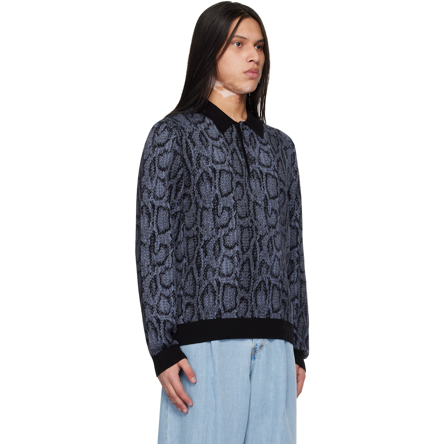  Carhartt Work In Progress Blue & Black Snake Polo 