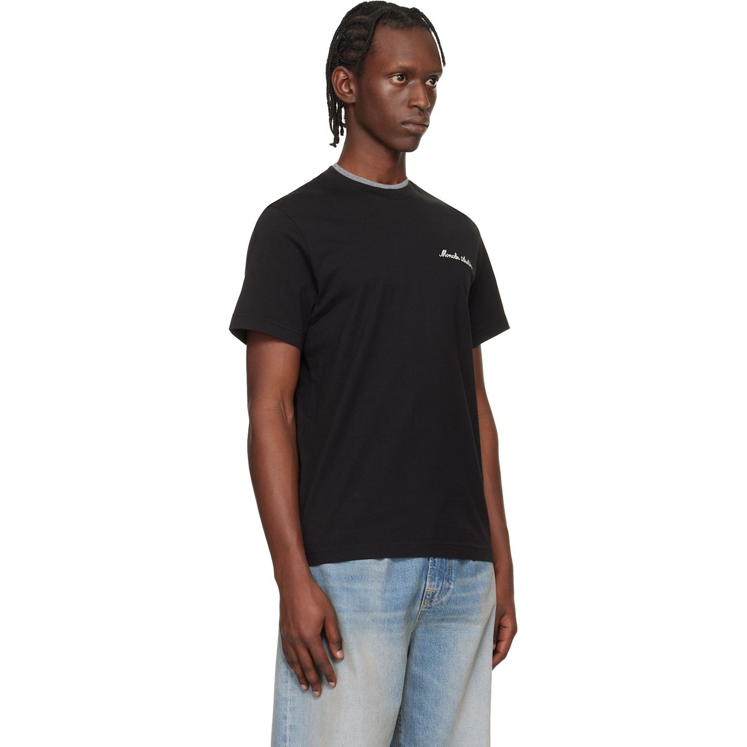  Moncler Black Embroidered Logo Cotton T-shirt 