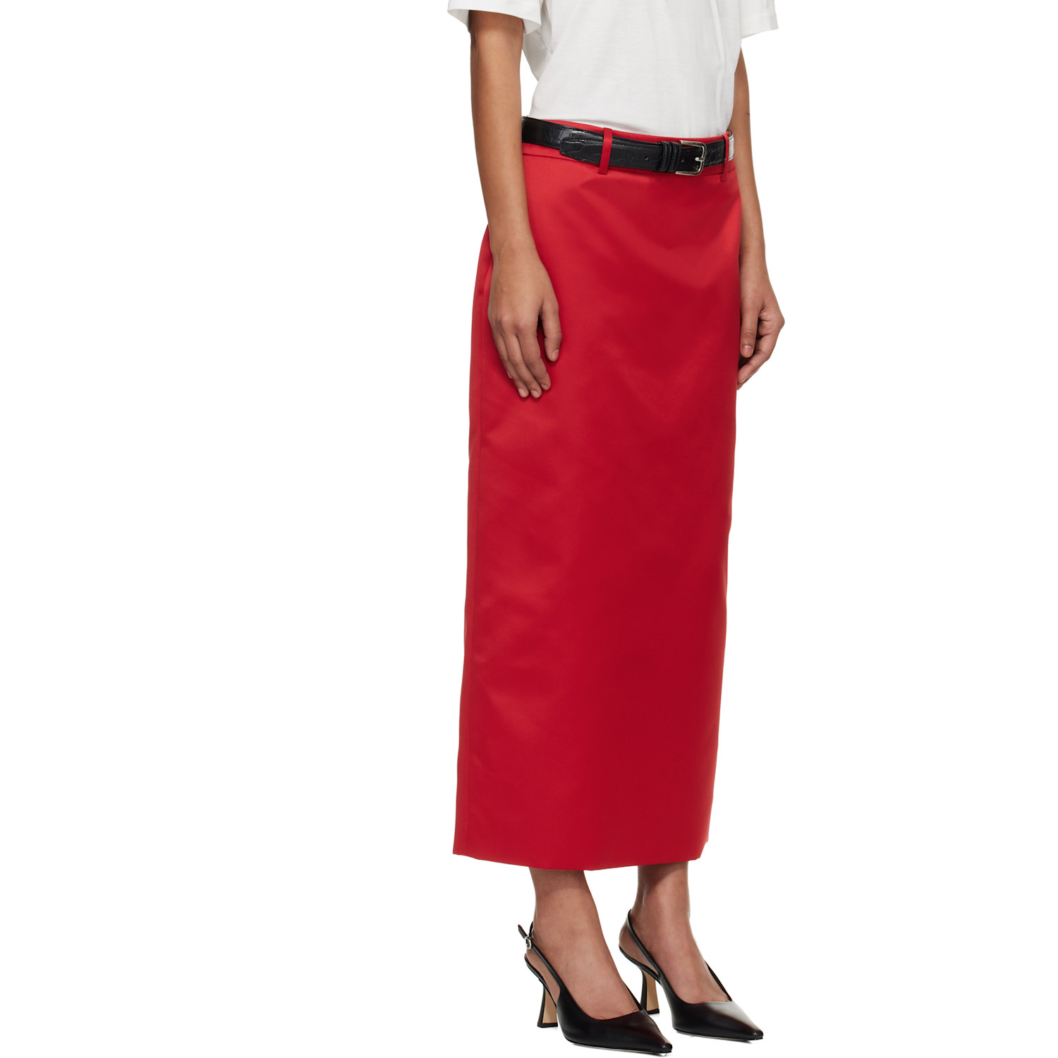  The Frankie Shop Red Alrose Satin Midi Skirt 
