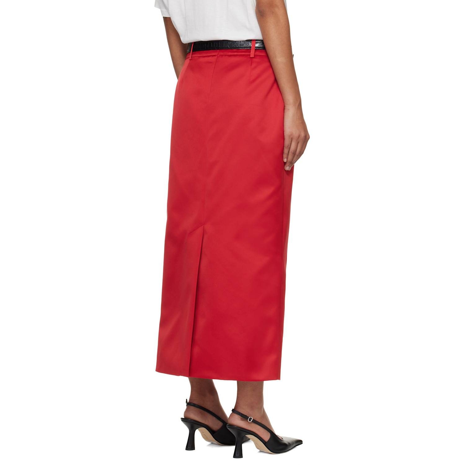  The Frankie Shop Red Alrose Satin Midi Skirt 