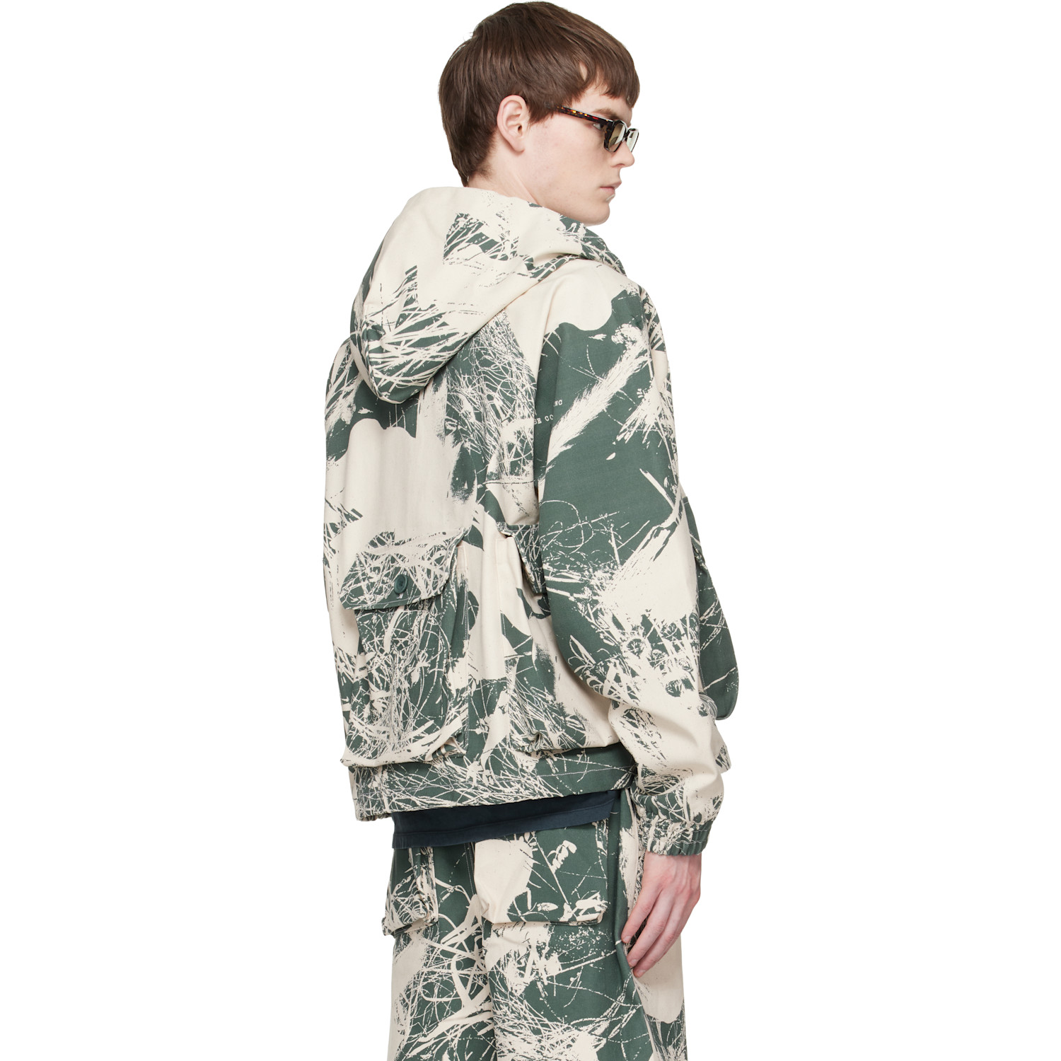  Reese Cooper Khaki & Off-white Duck Canvas Hooded Cargo Jacket 