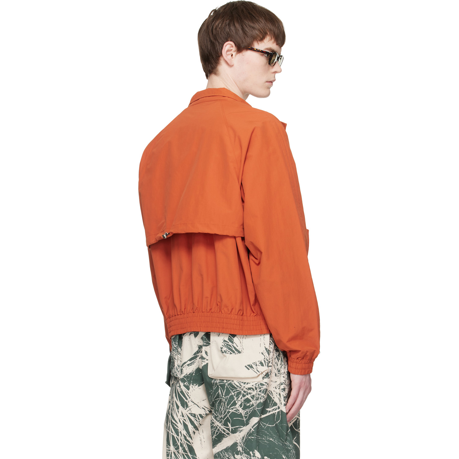  Reese Cooper Orange Nylon Cinched Harrington Jacket 