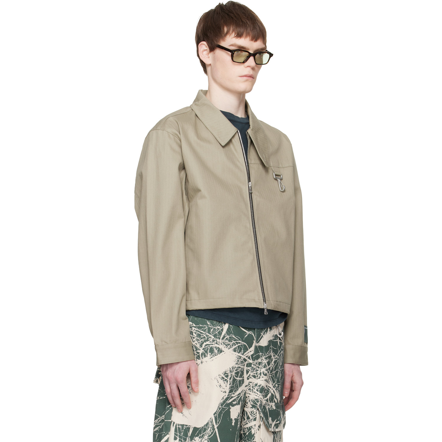  Reese Cooper Taupe Cotton Herringbone Work Jacket 