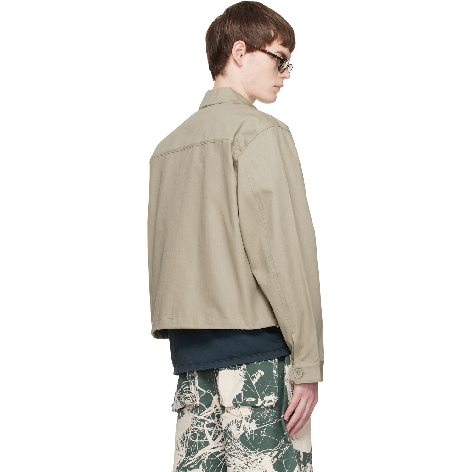  Reese Cooper Taupe Cotton Herringbone Work Jacket 