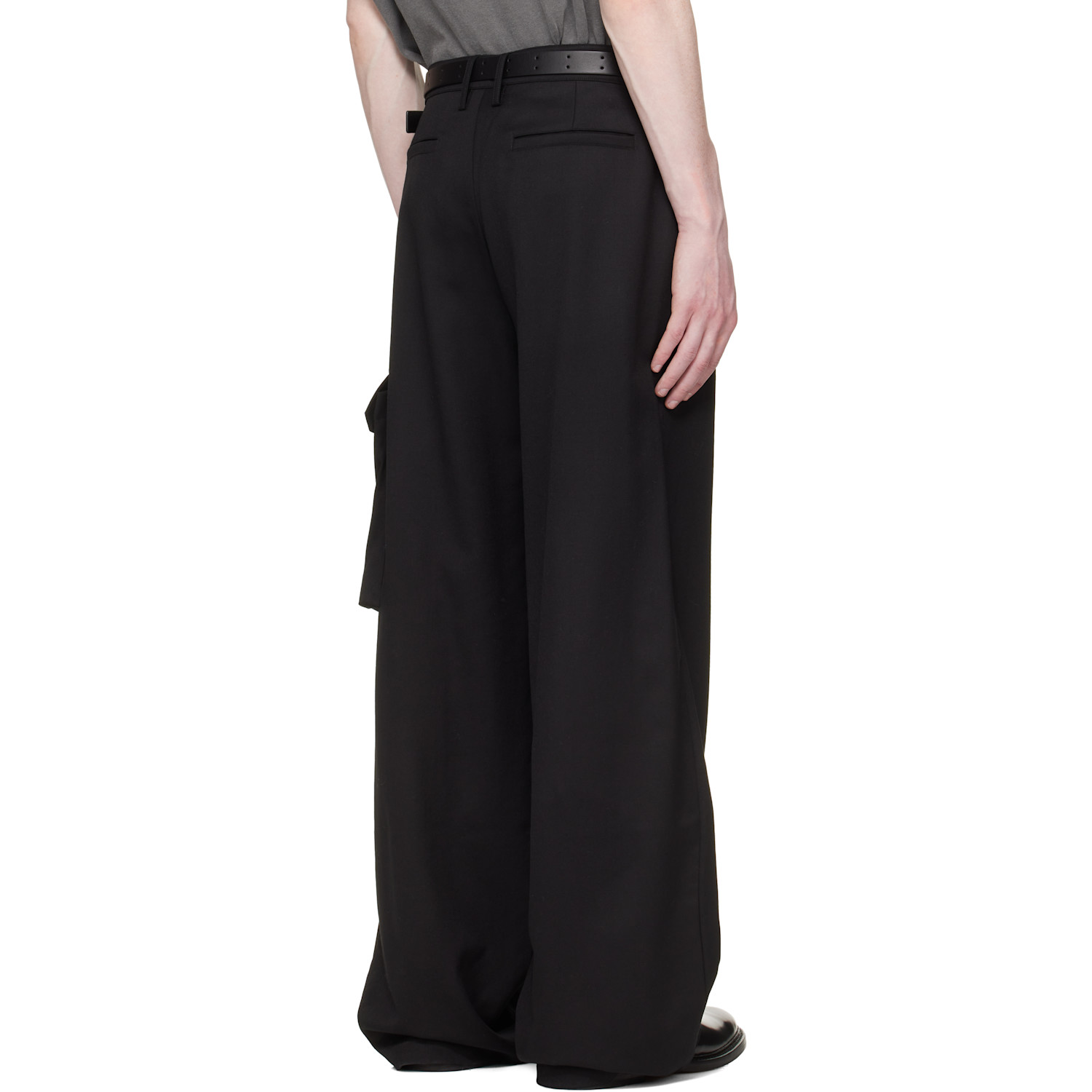  Reese Cooper Black Wool Pleated Cargo Pants 