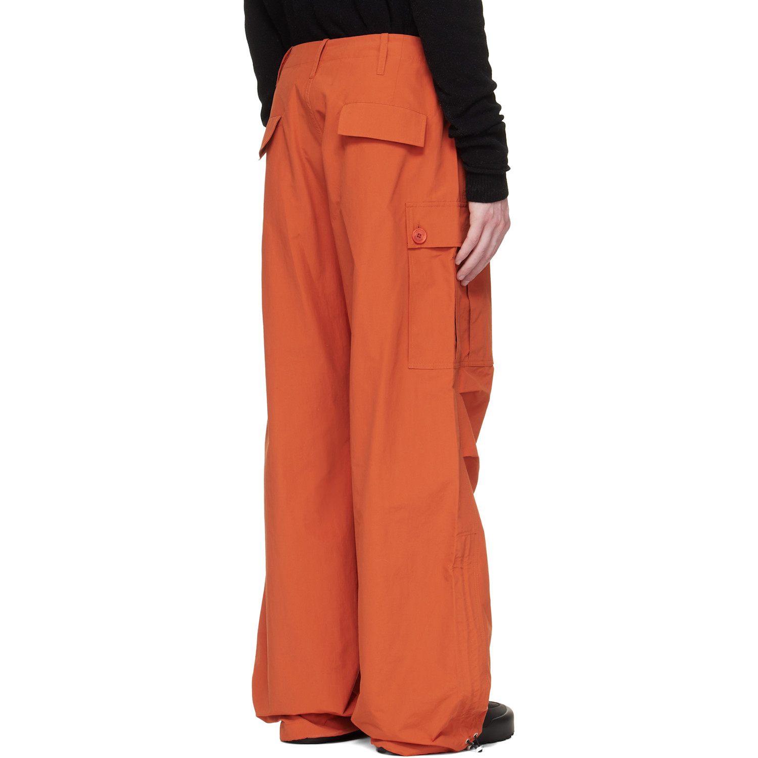  Reese Cooper Orange Nylon Cinched Wide Leg Cargo Pants 