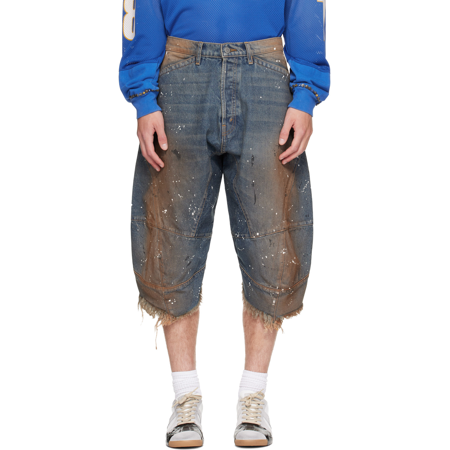 Satoshi Nakamoto Blue Acid Rain Denim Shorts