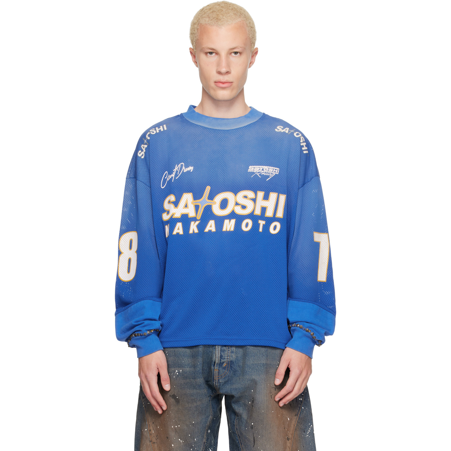 Satoshi Nakamoto Blue Mesh Moto Jersey