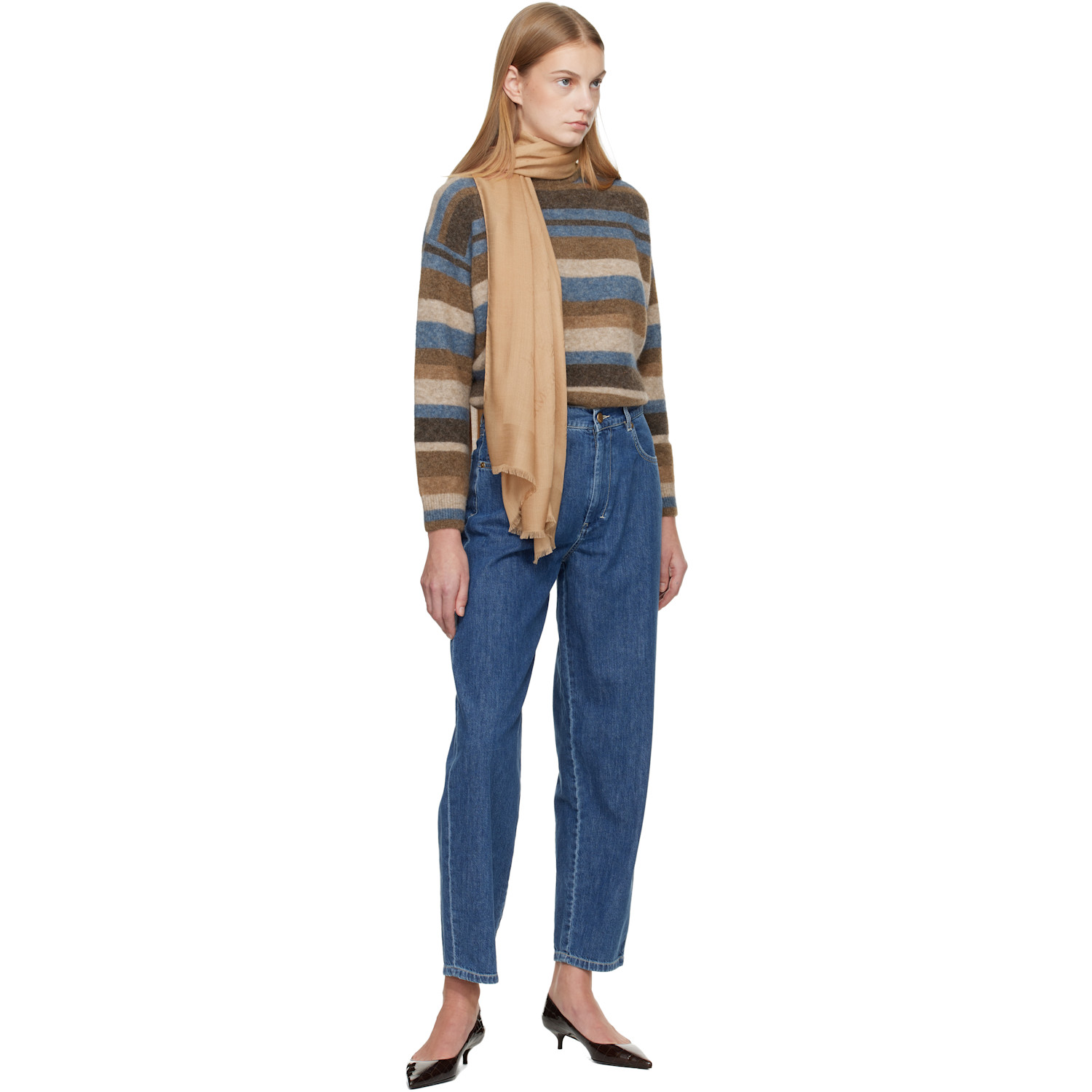  Max Mara Tan Mxazinnia Scarf 