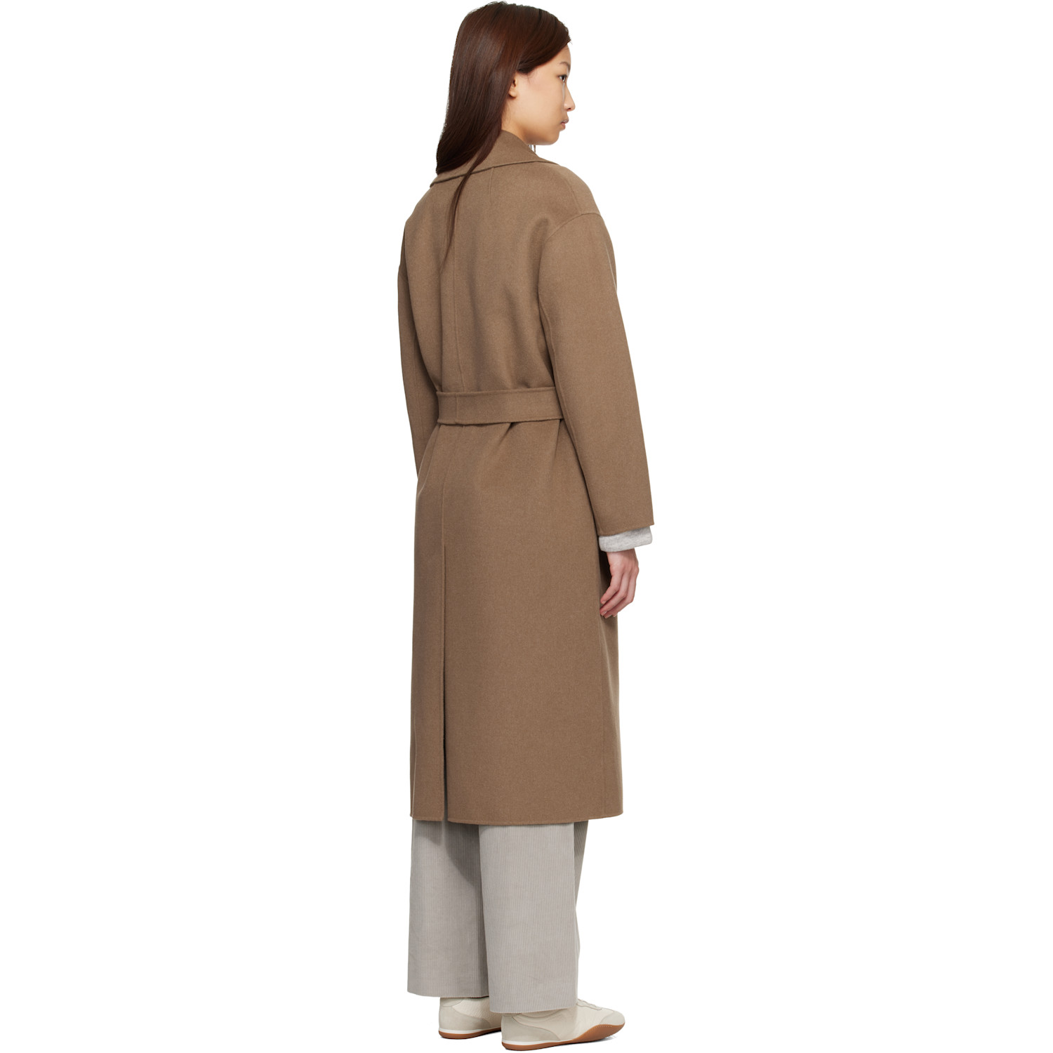  Max Mara Brown Long Wool Broadcloth Coat 