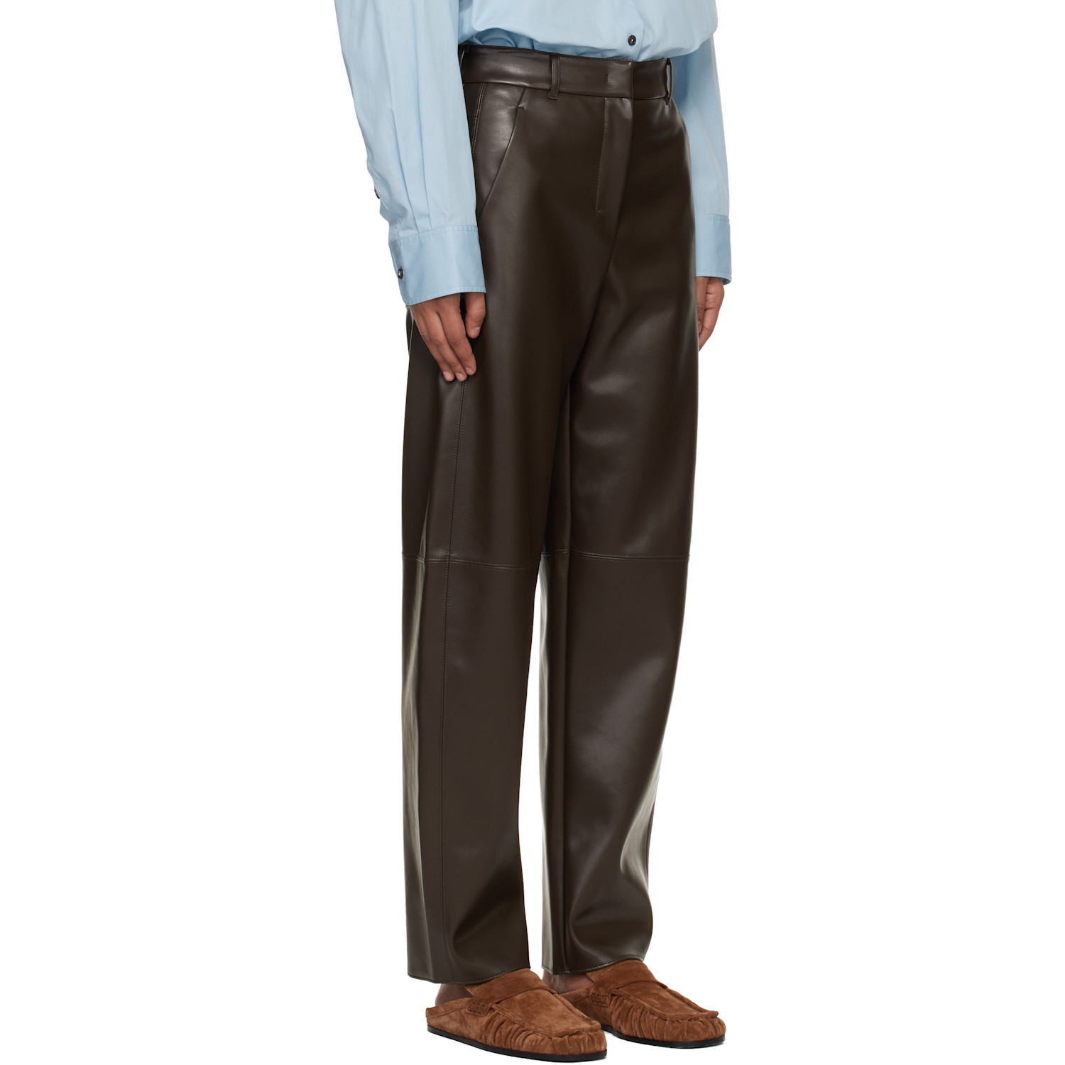  Max Mara Brown Sospiro Faux-leather Trousers 
