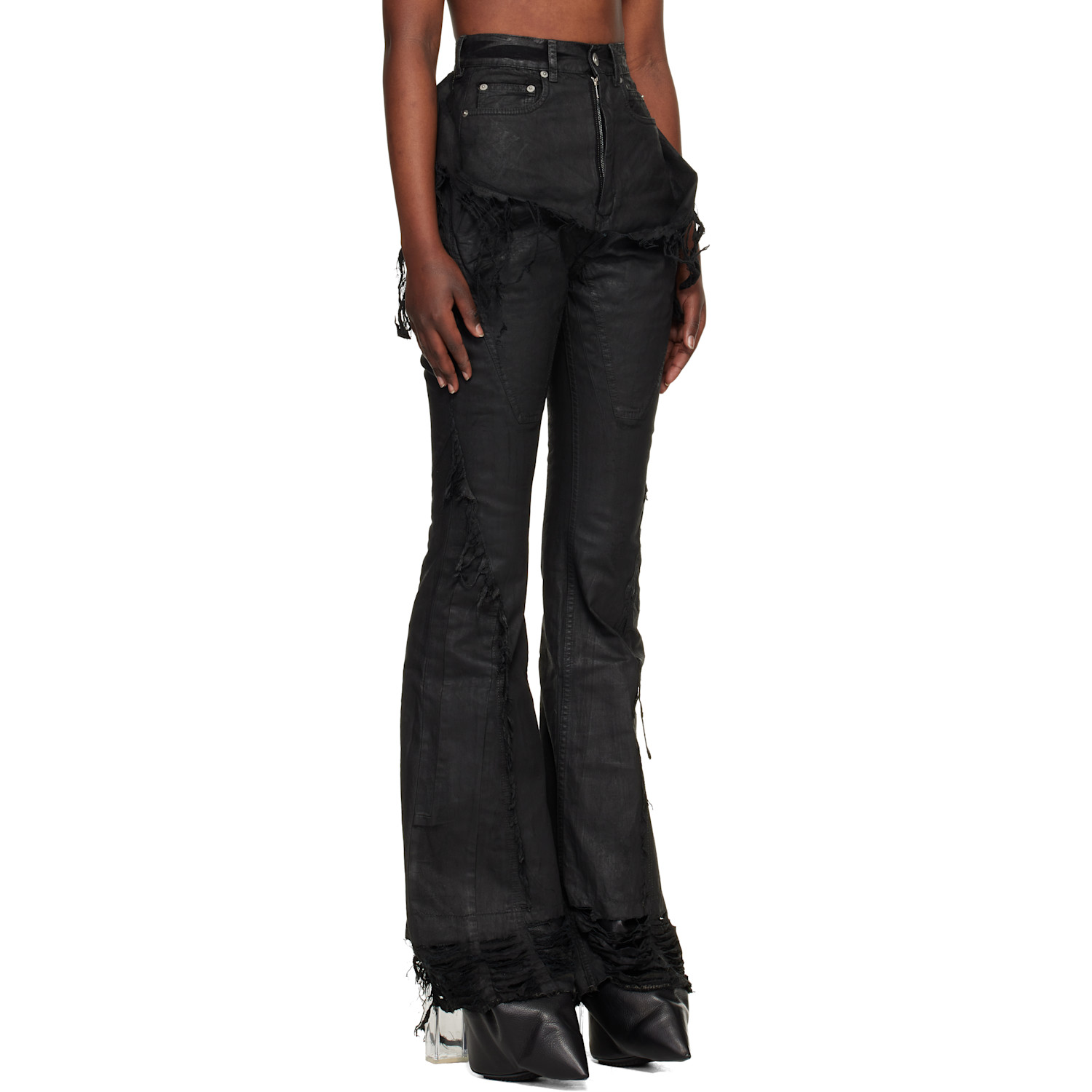  Rick Owens Drkshdw Black Temple Slivered Bootcut Jeans 