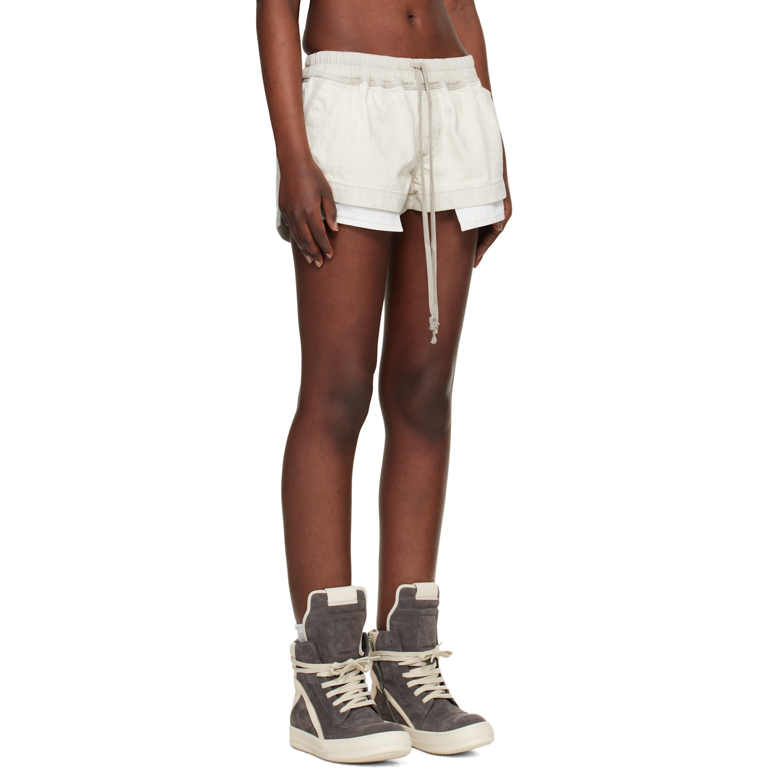  Rick Owens Drkshdw Off-white Temple Fog Boxer Denim Shorts 