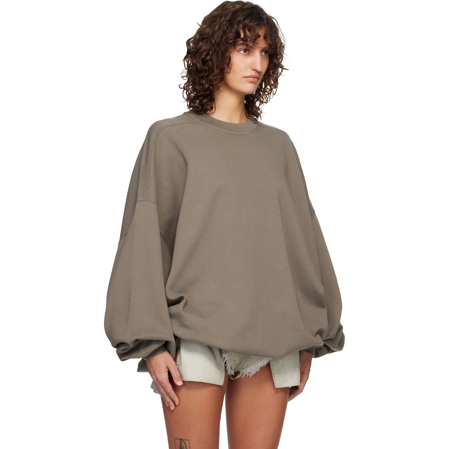  Rick Owens Drkshdw Gray Temple Hun Crewneck Sweatshirt 