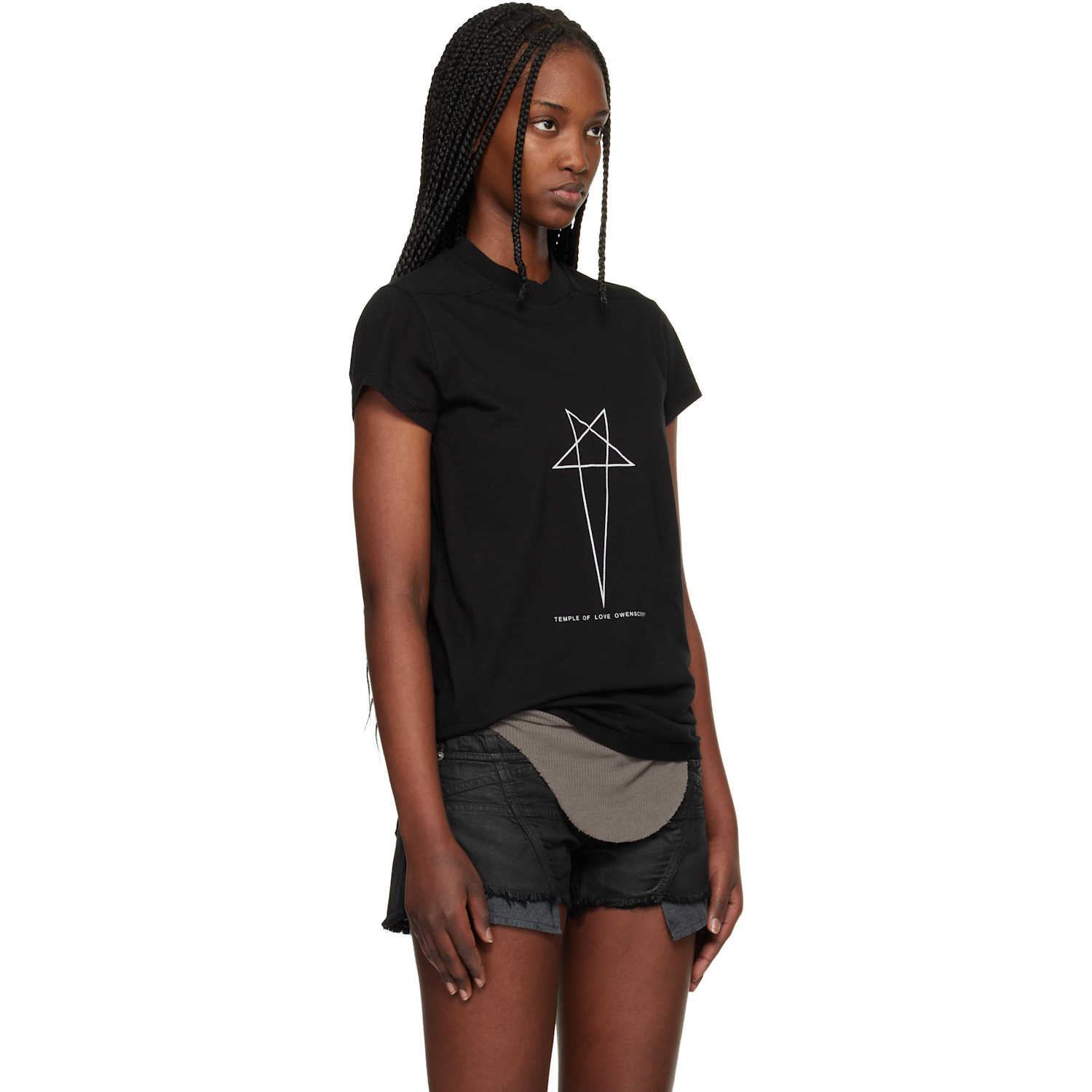  Rick Owens Drkshdw Black Temple Small Level T-shirt 