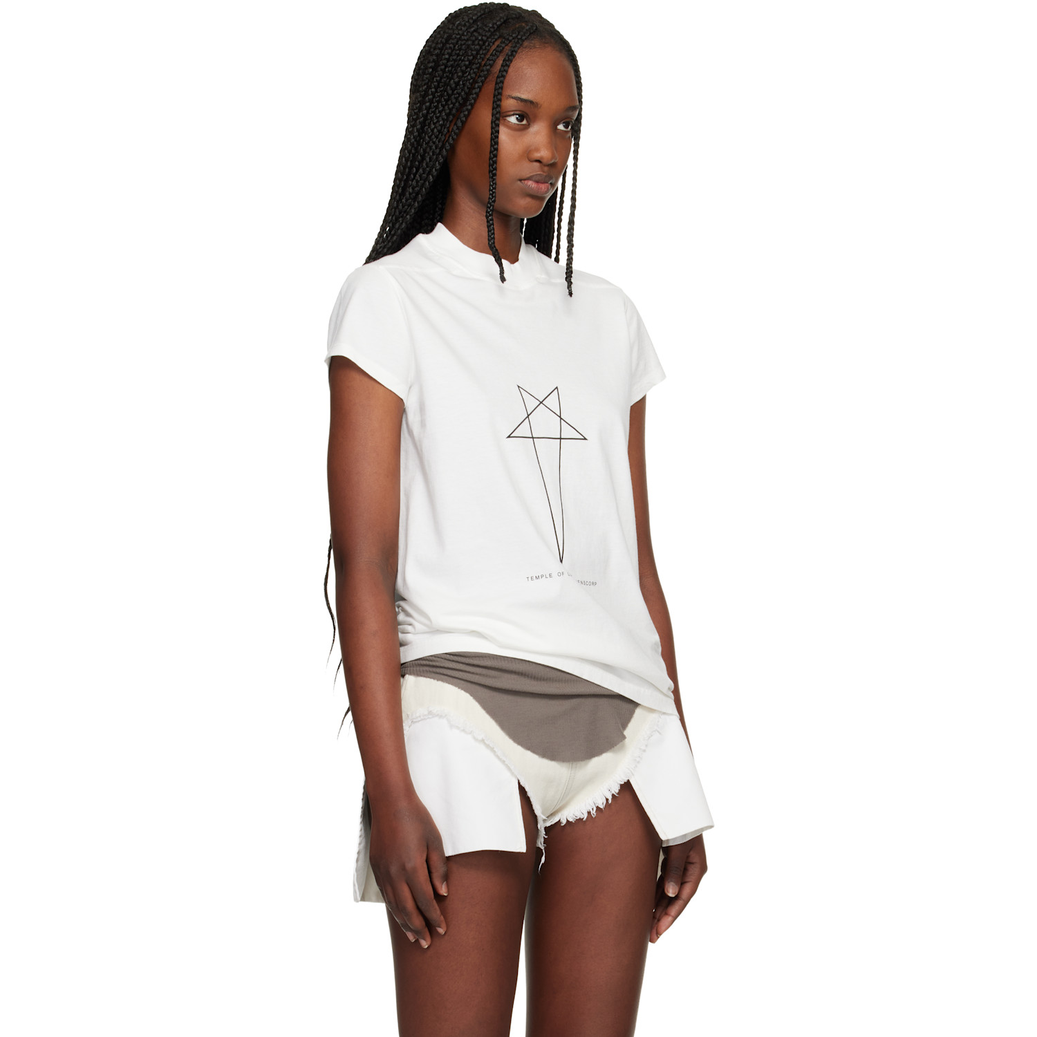  Rick Owens Drkshdw White Temple Small Level T-shirt 