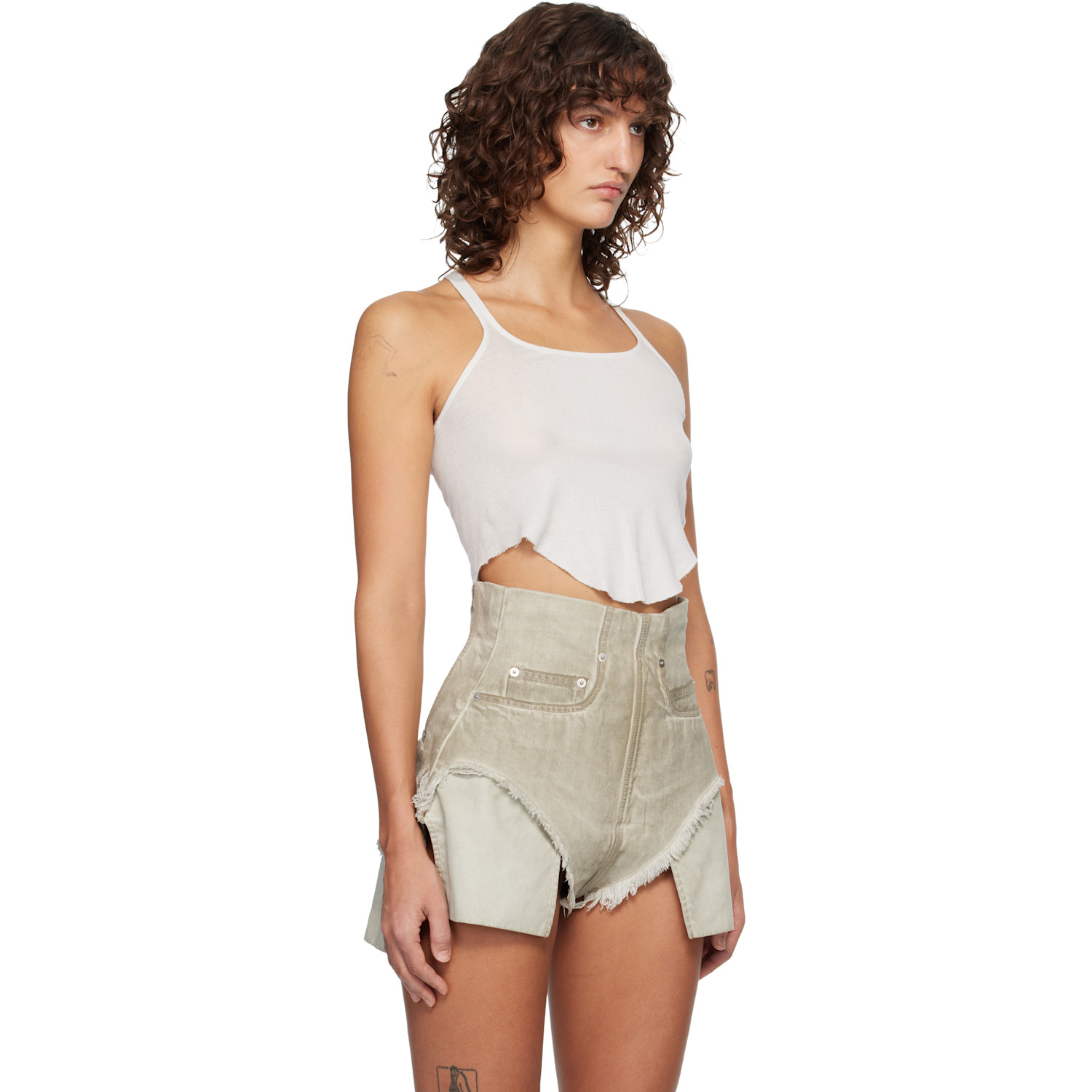  Rick Owens Drkshdw Off-white Temple Basic Cropped Tank Top 