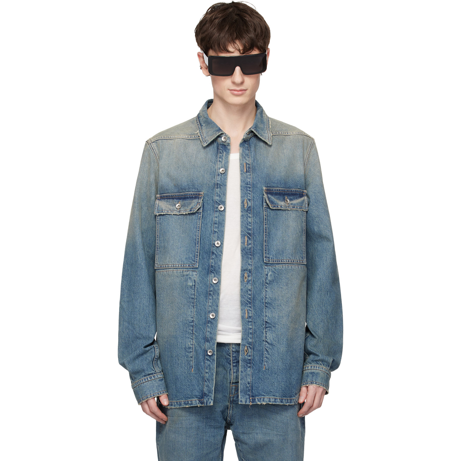 Rick Owens DRKSHDW Blue Temple Denim Overshirt