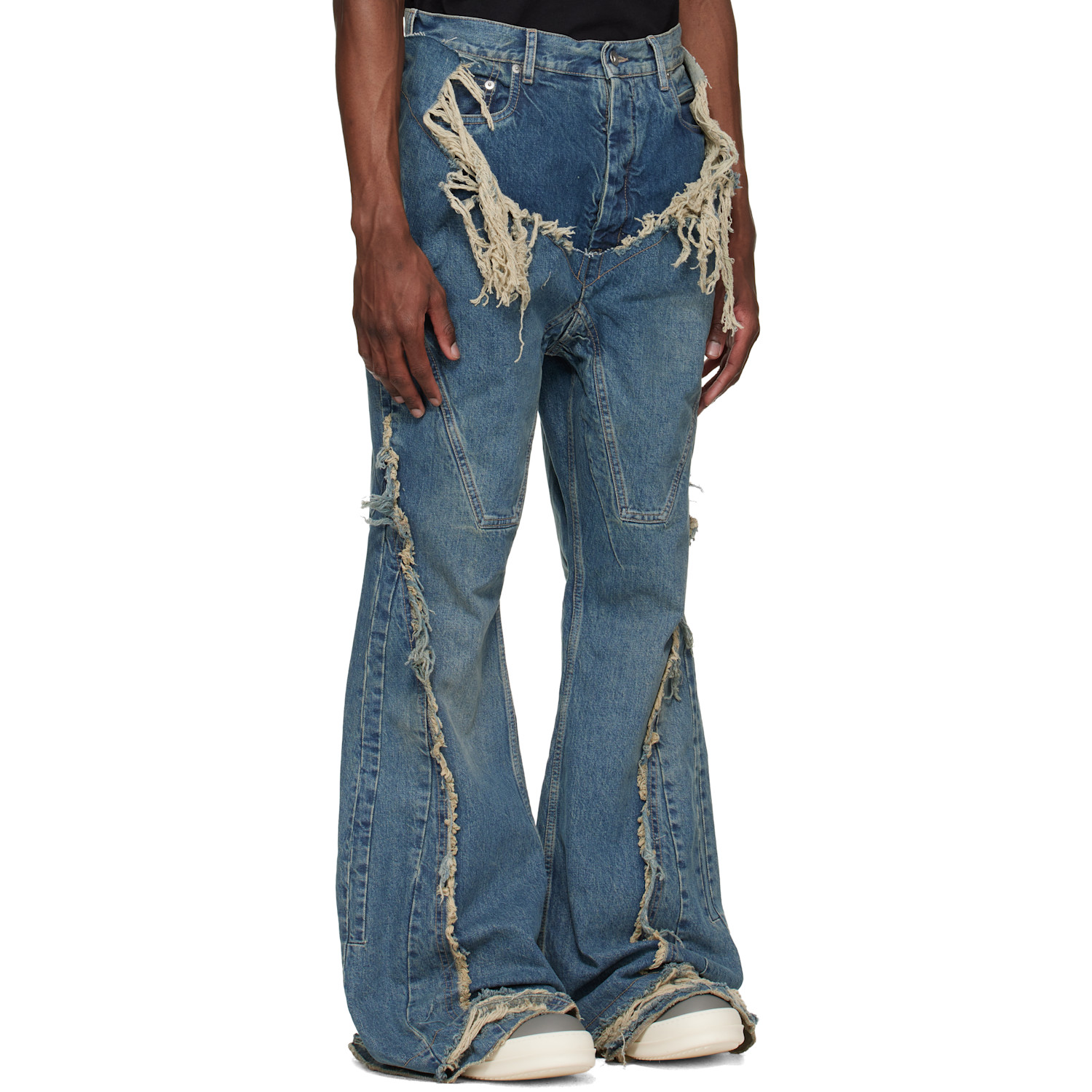  Rick Owens Drkshdw Blue Temple Slivered Bootcut Jeans 
