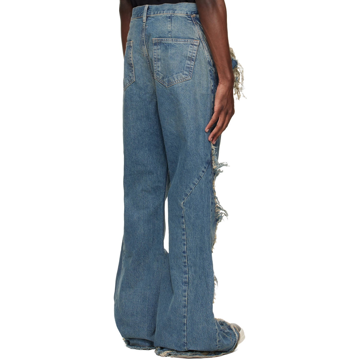  Rick Owens Drkshdw Blue Temple Slivered Bootcut Jeans 