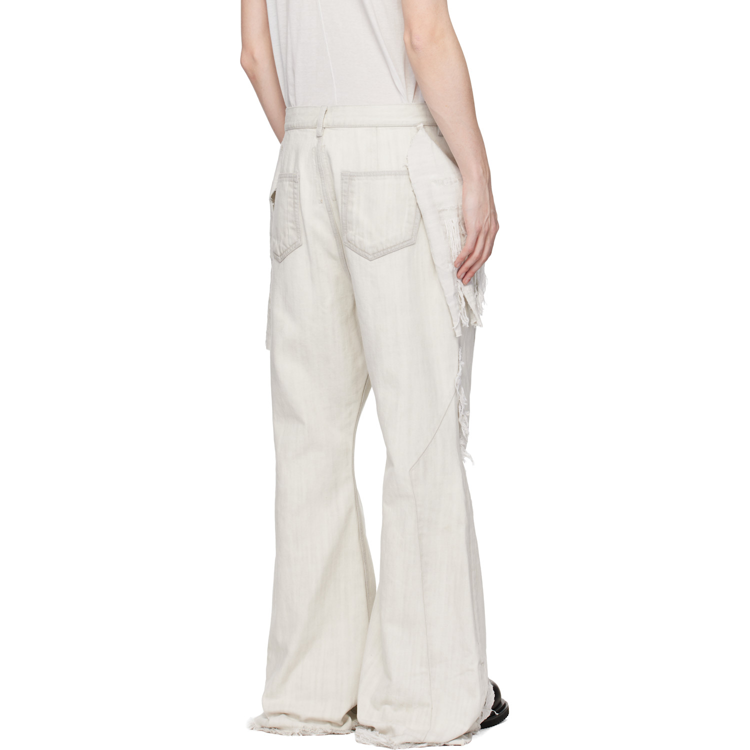  Rick Owens Drkshdw Off-white Temple Slivered Bootcut Jeans 