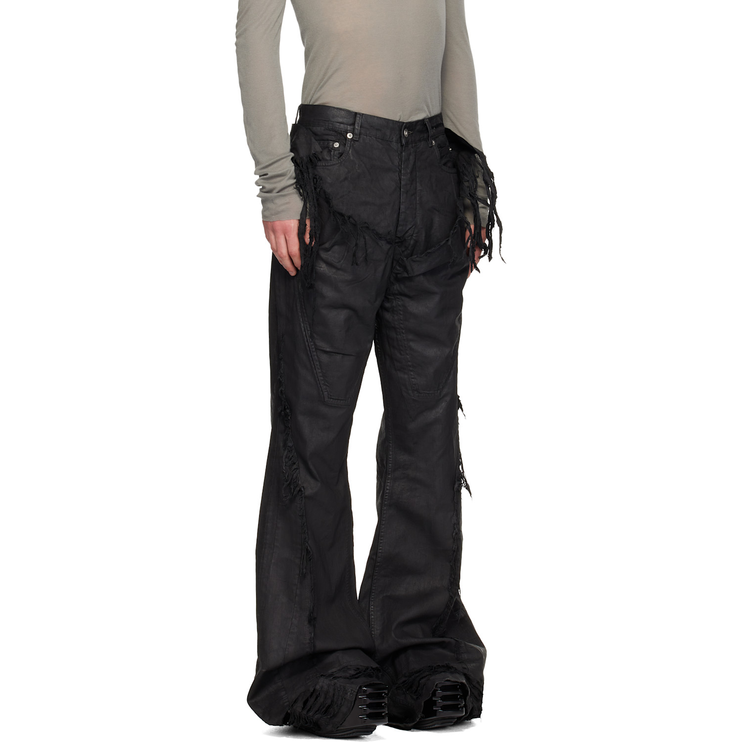  Rick Owens Drkshdw Black Temple Slivered Bootcut Jeans 