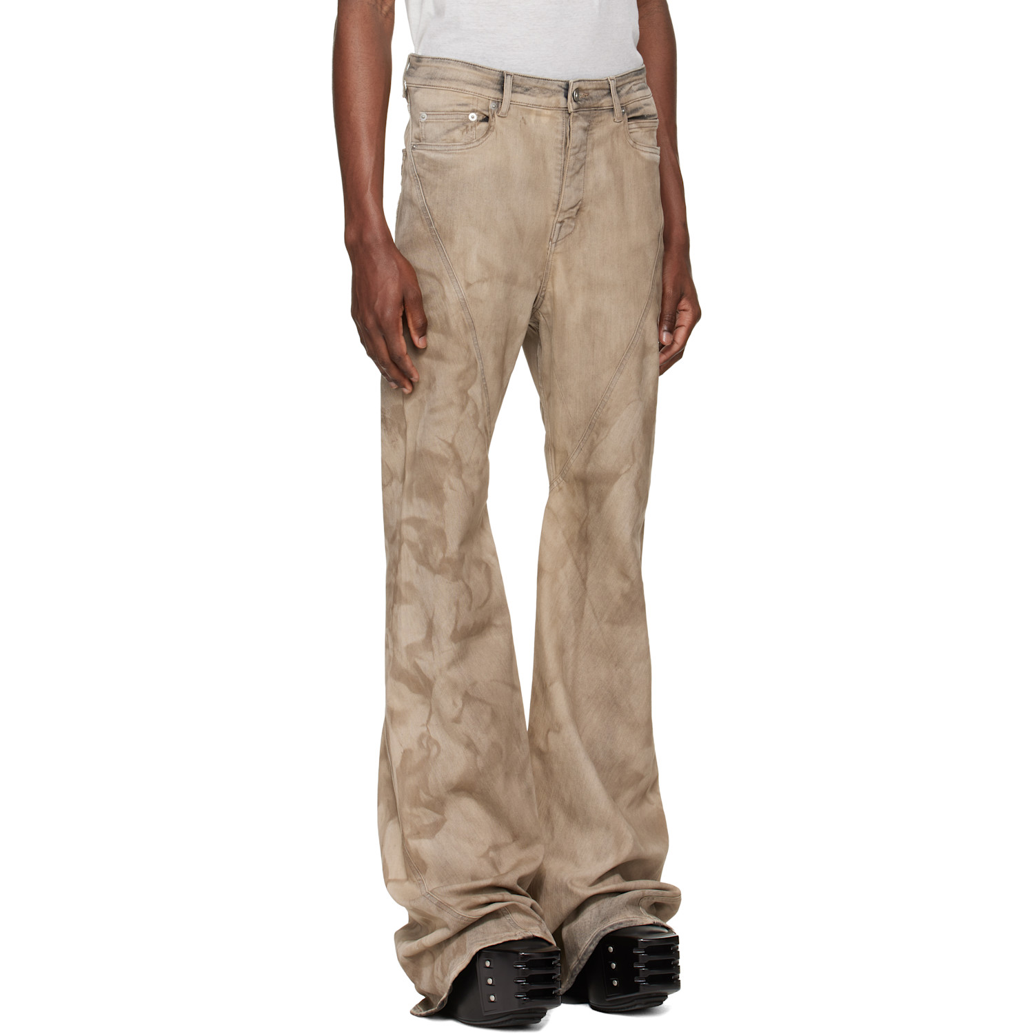  Rick Owens Drkshdw Gray Temple Bias Bootcut Jeans 
