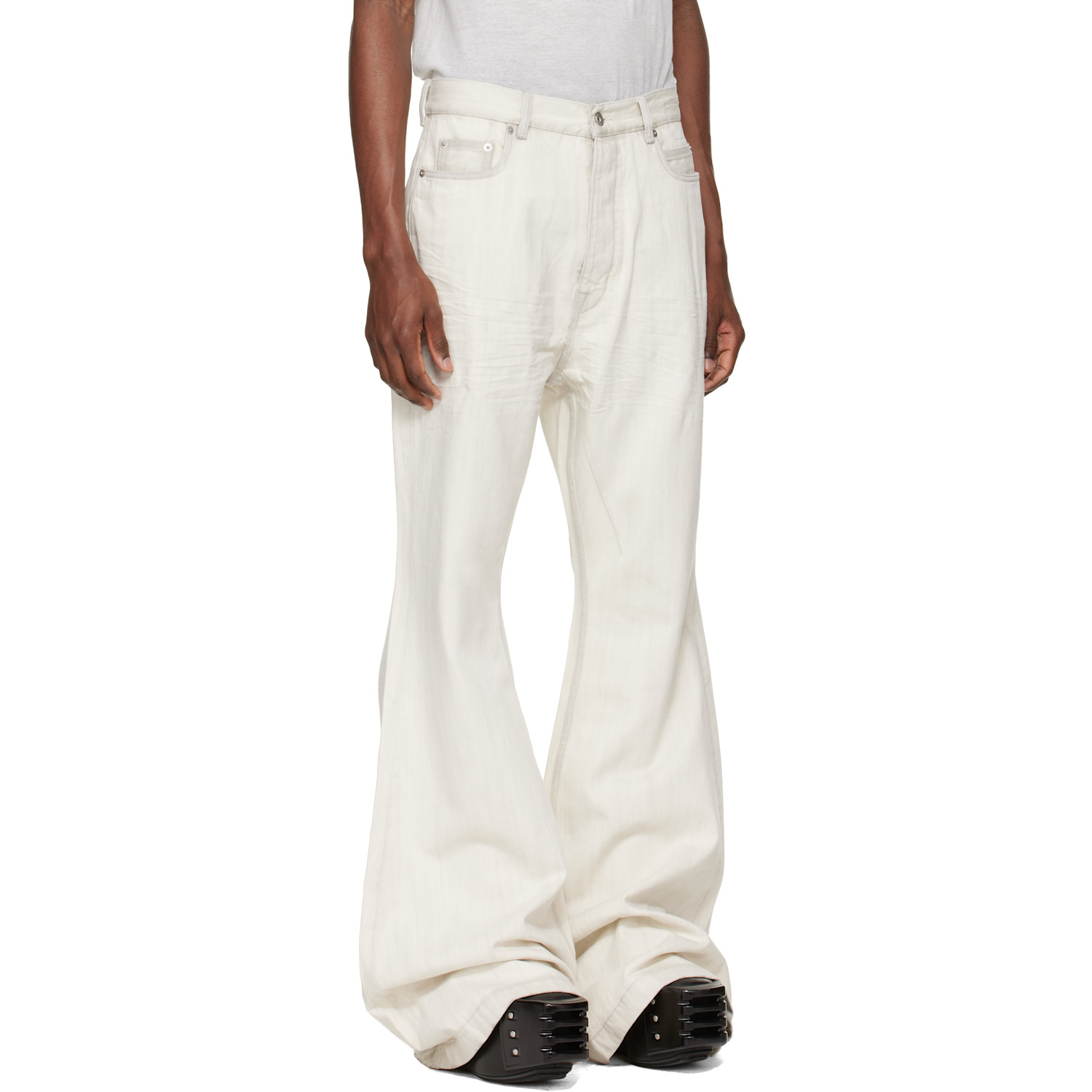  Rick Owens Drkshdw Off-white Temple Bolan Bootcut Jeans 