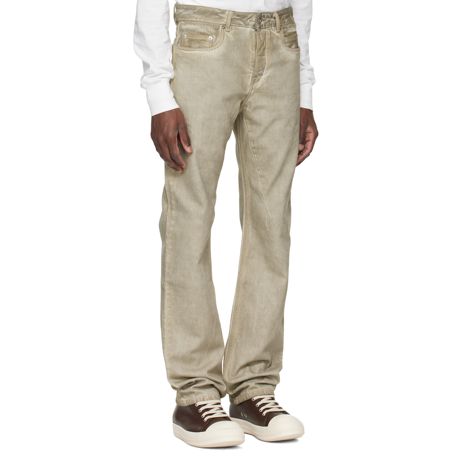  Rick Owens Drkshdw Beige Temple Fog Cut Jeans 