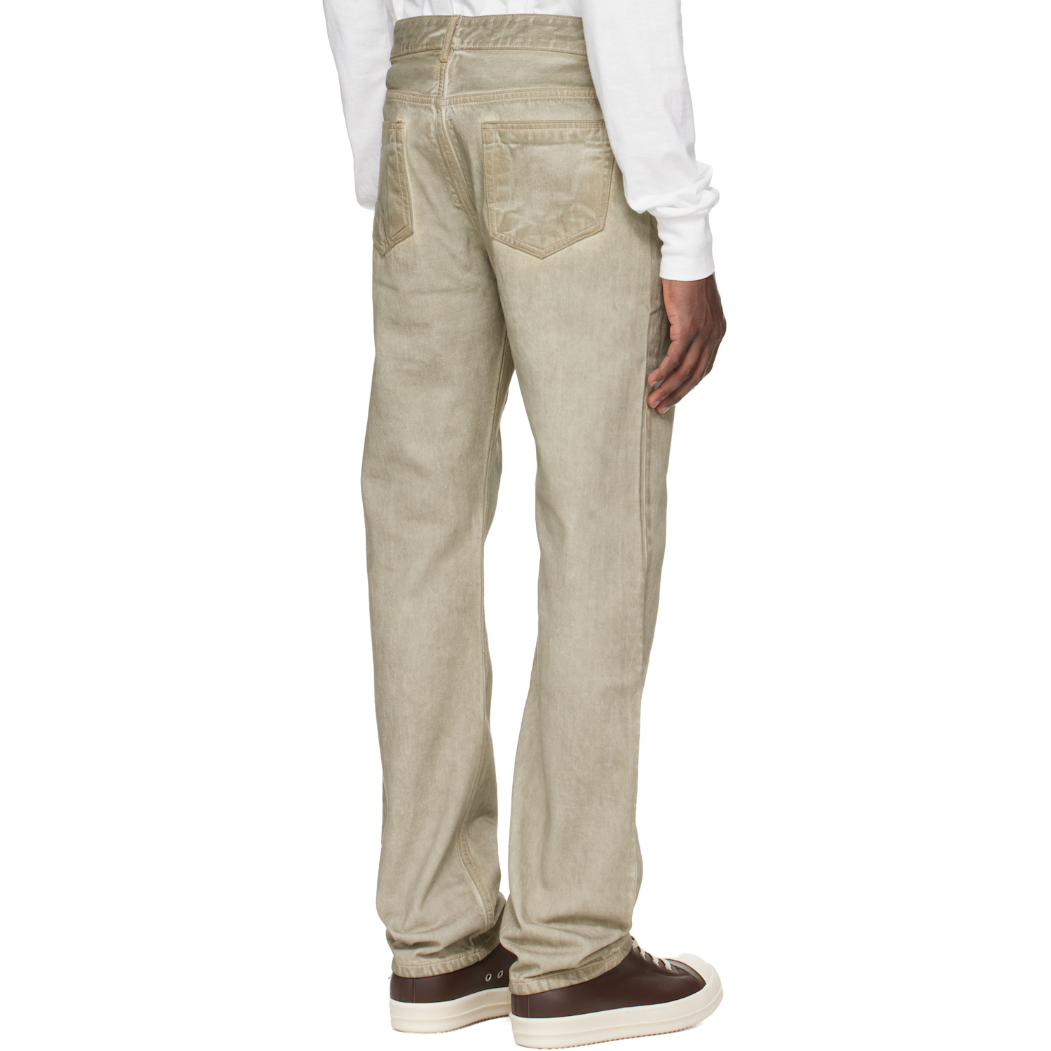  Rick Owens Drkshdw Beige Temple Fog Cut Jeans 