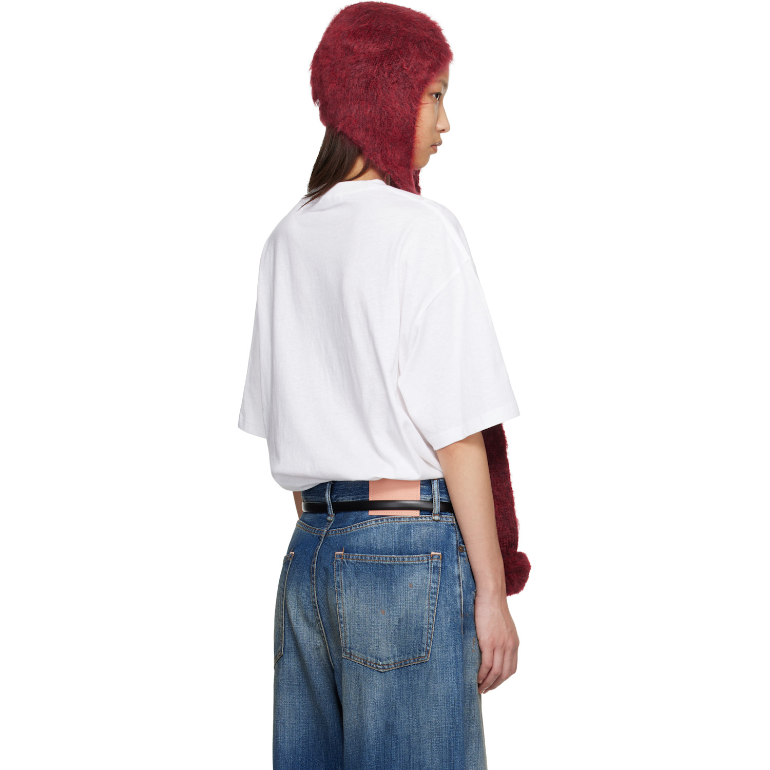  Acne Studios Red Mohair Earflap Hood 