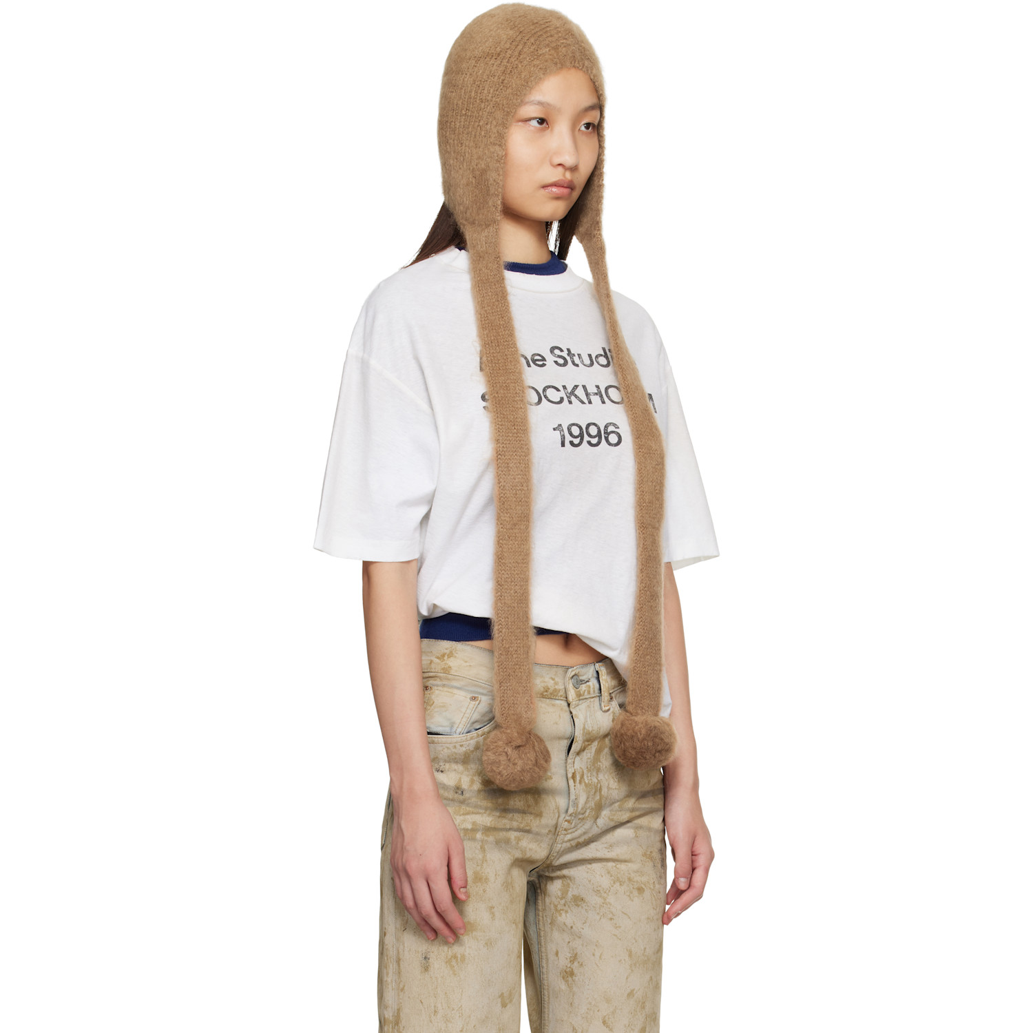  Acne Studios Tan Mohair Earflap Hood 