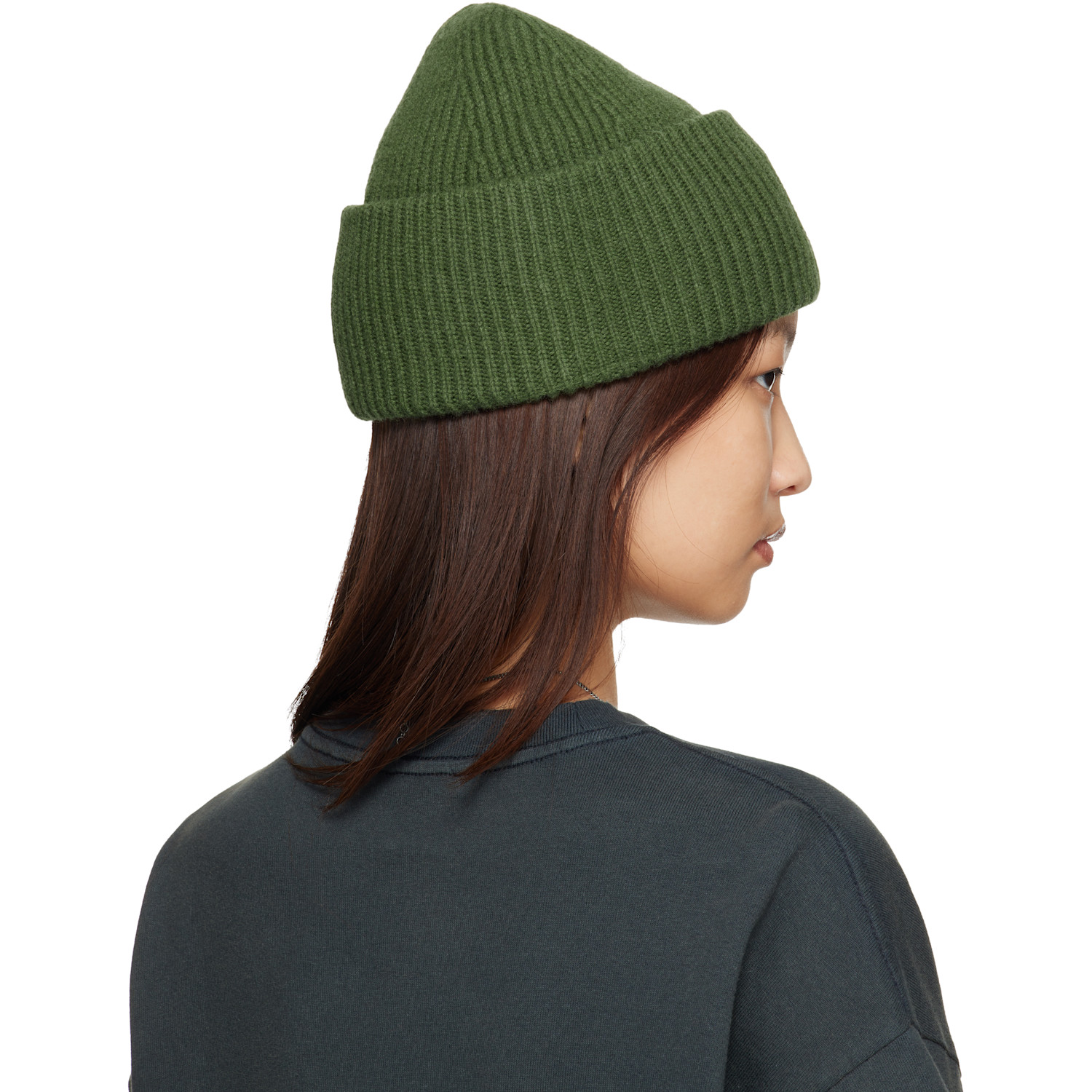  Acne Studios Green Face Logo Beanie 