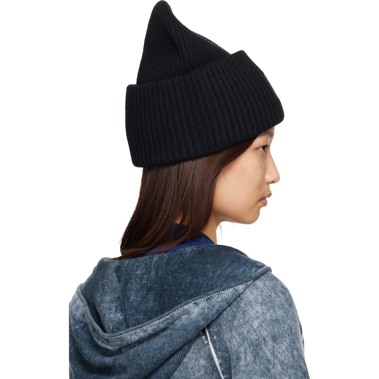  Acne Studios Black Large Face Logo Beanie 