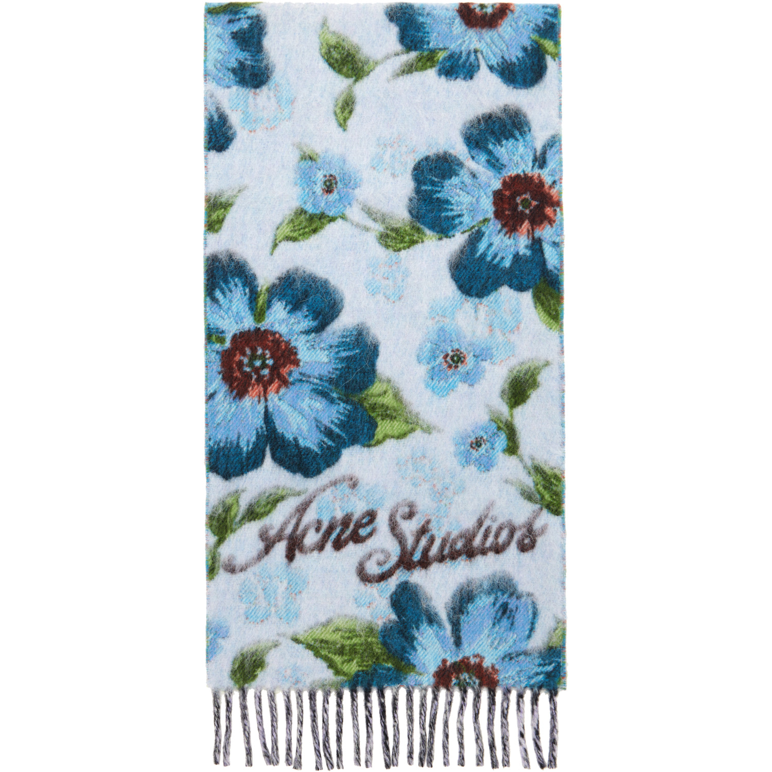  Acne Studios Blue Fringed Wool Scarf 