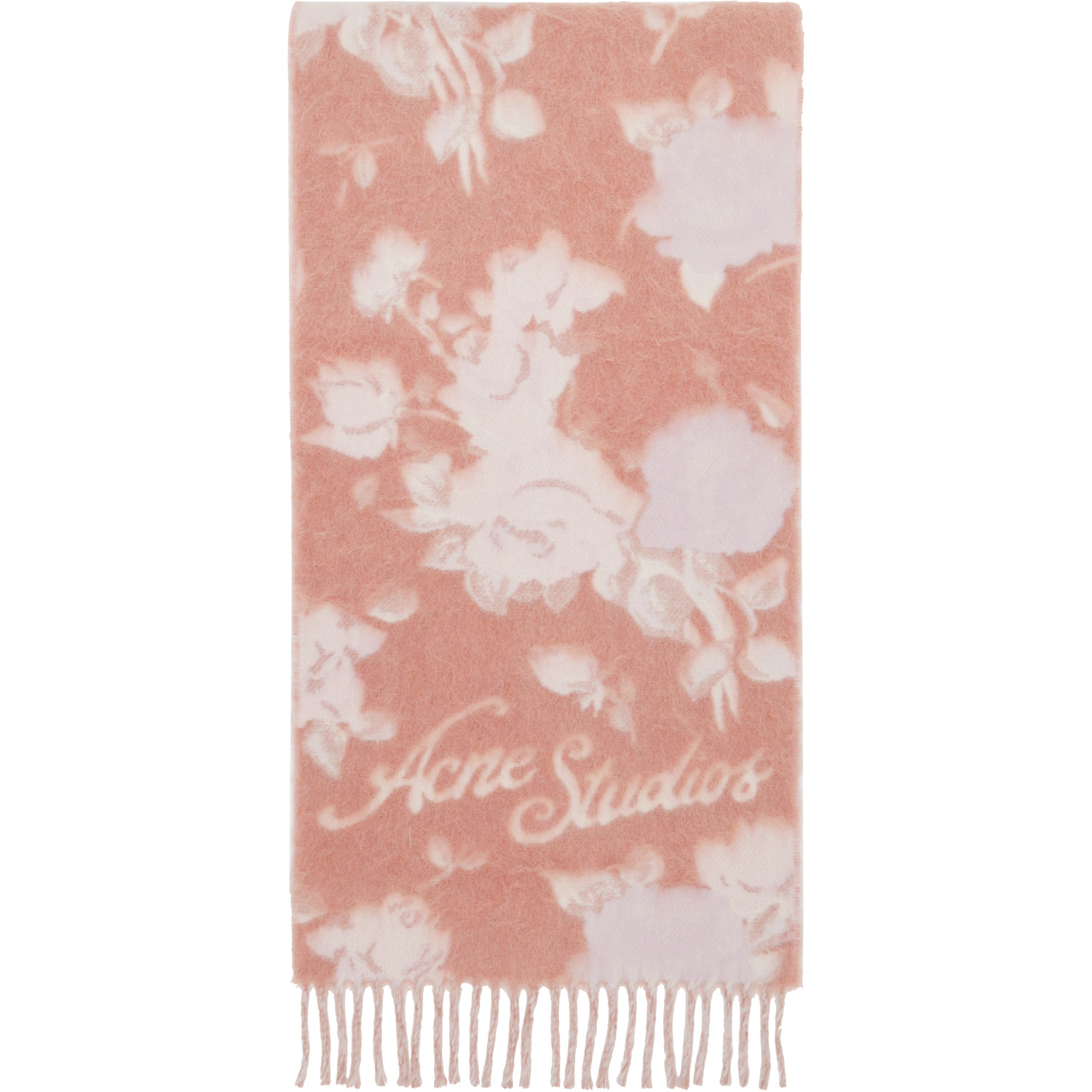  Acne Studios Pink Fringed Wool Scarf 