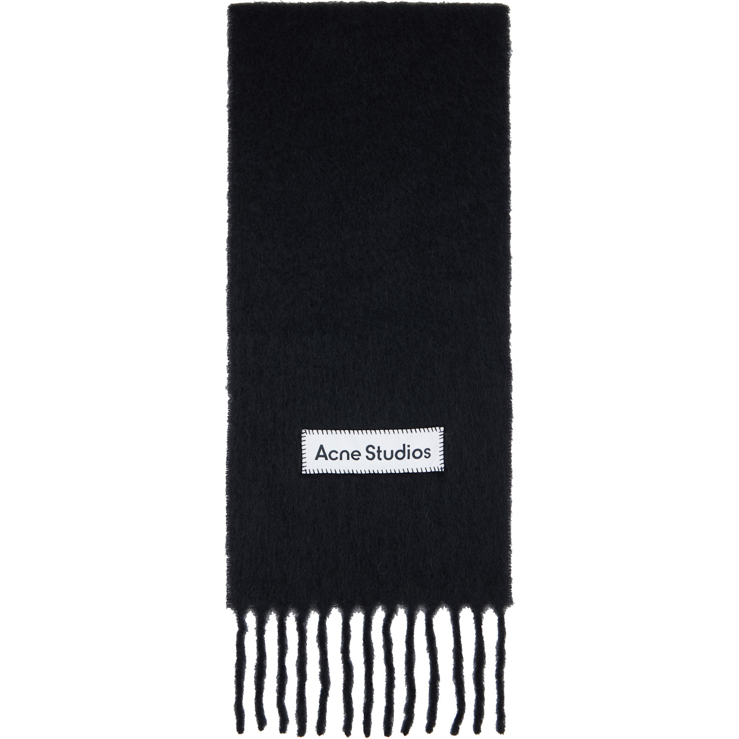  Acne Studios Black Wool Logo Scarf 