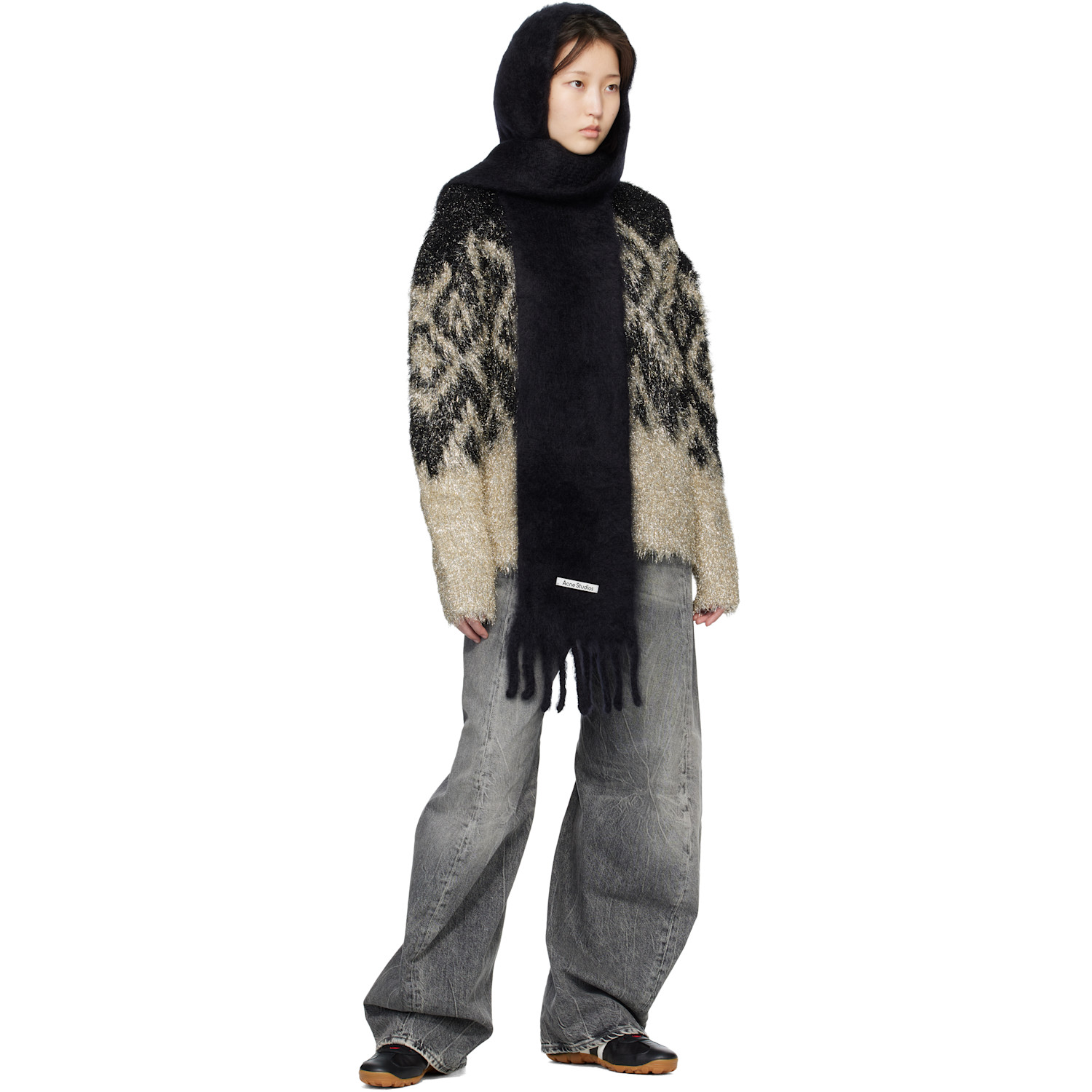  Acne Studios Black Mohair Hood Scarf 