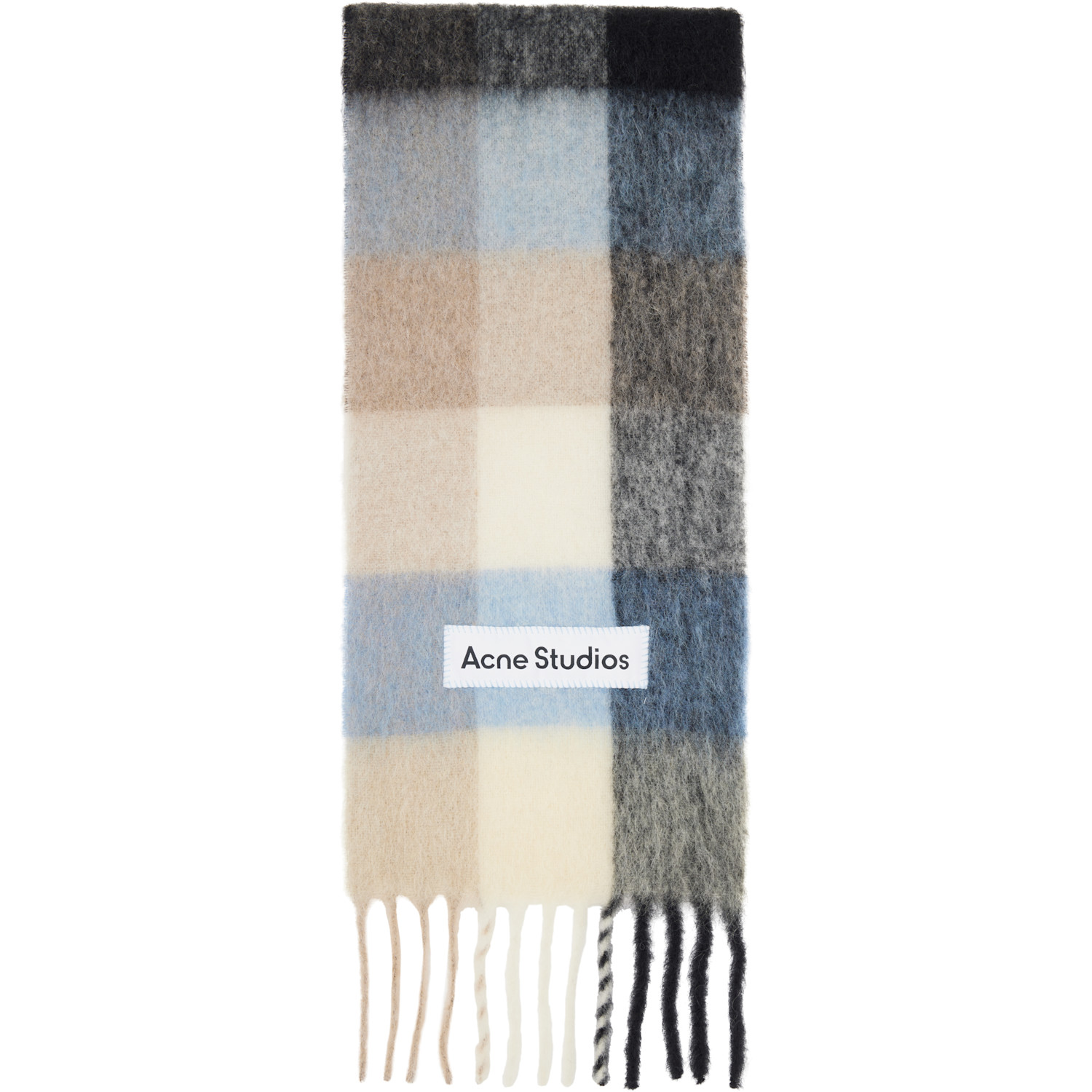 Acne Studios Blue & Beige Mohair Checked Scarf