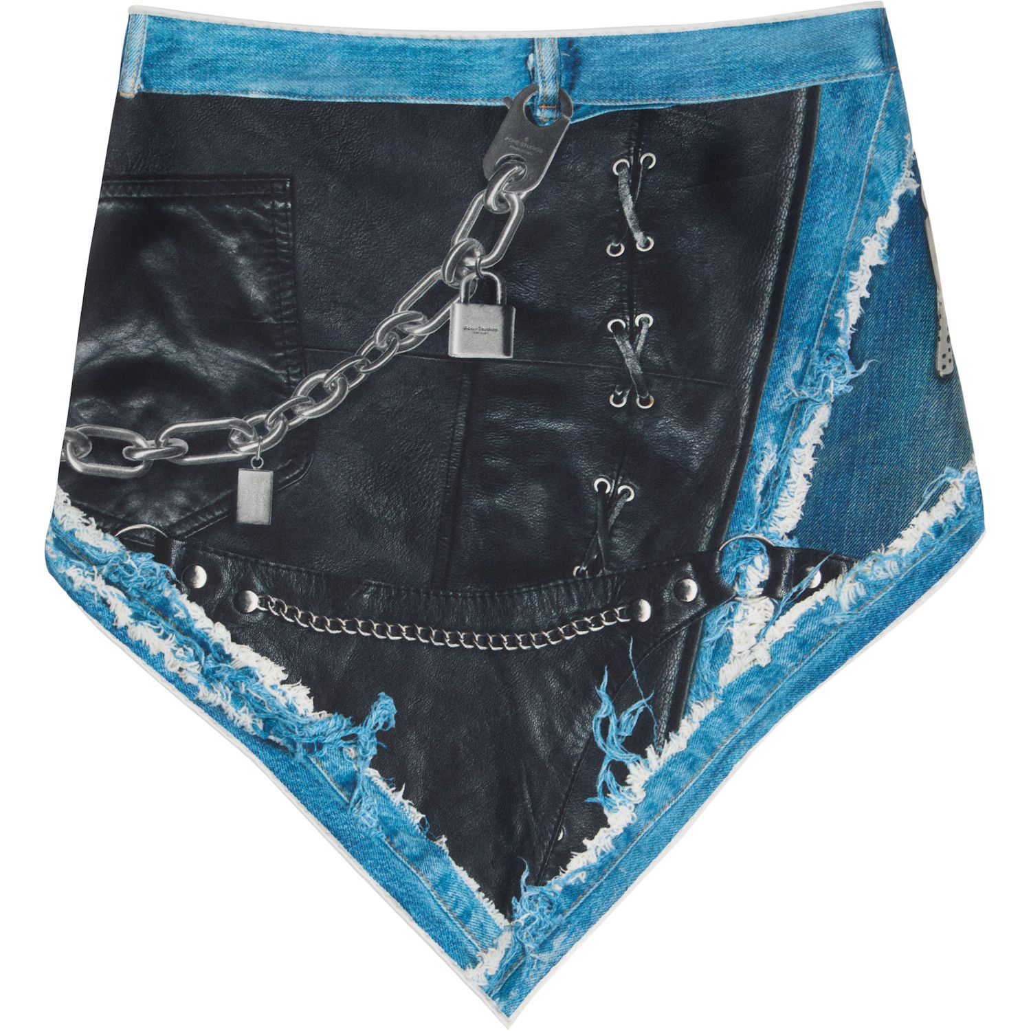  Acne Studios Black & Blue Printed Silk Scarf 