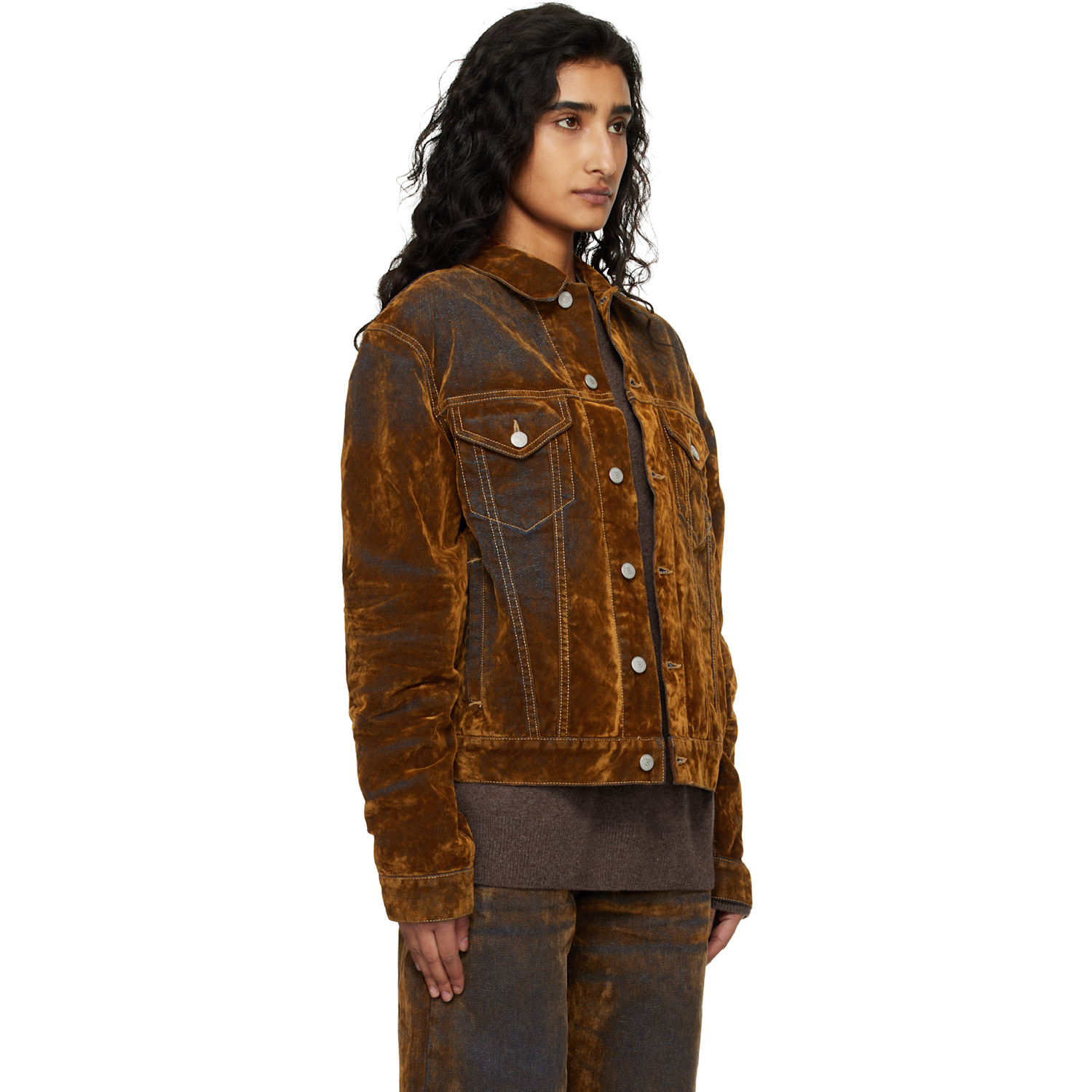  Acne Studios Brown Flocked Denim Jacket 