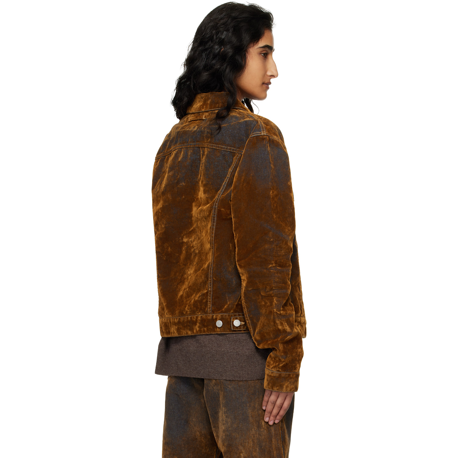  Acne Studios Brown Flocked Denim Jacket 