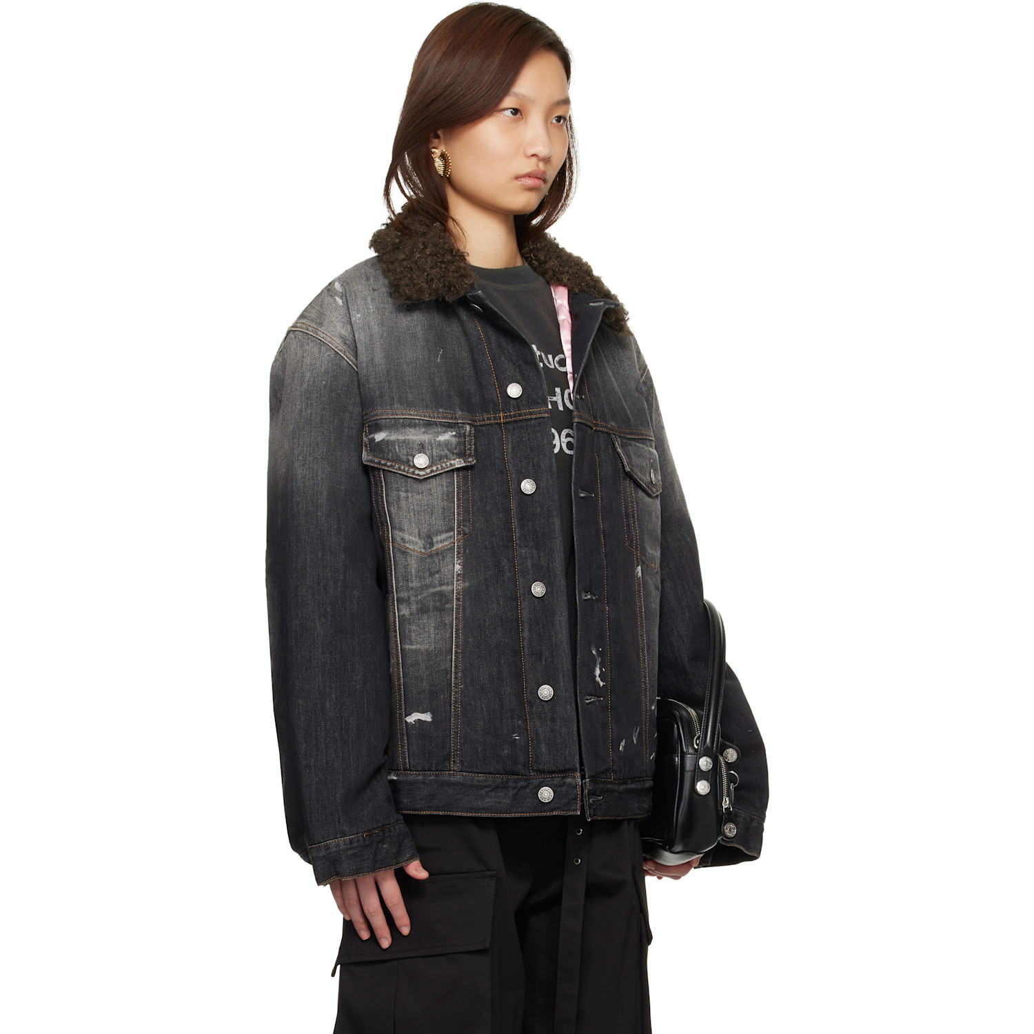  Acne Studios Black Lined Denim Jacket 