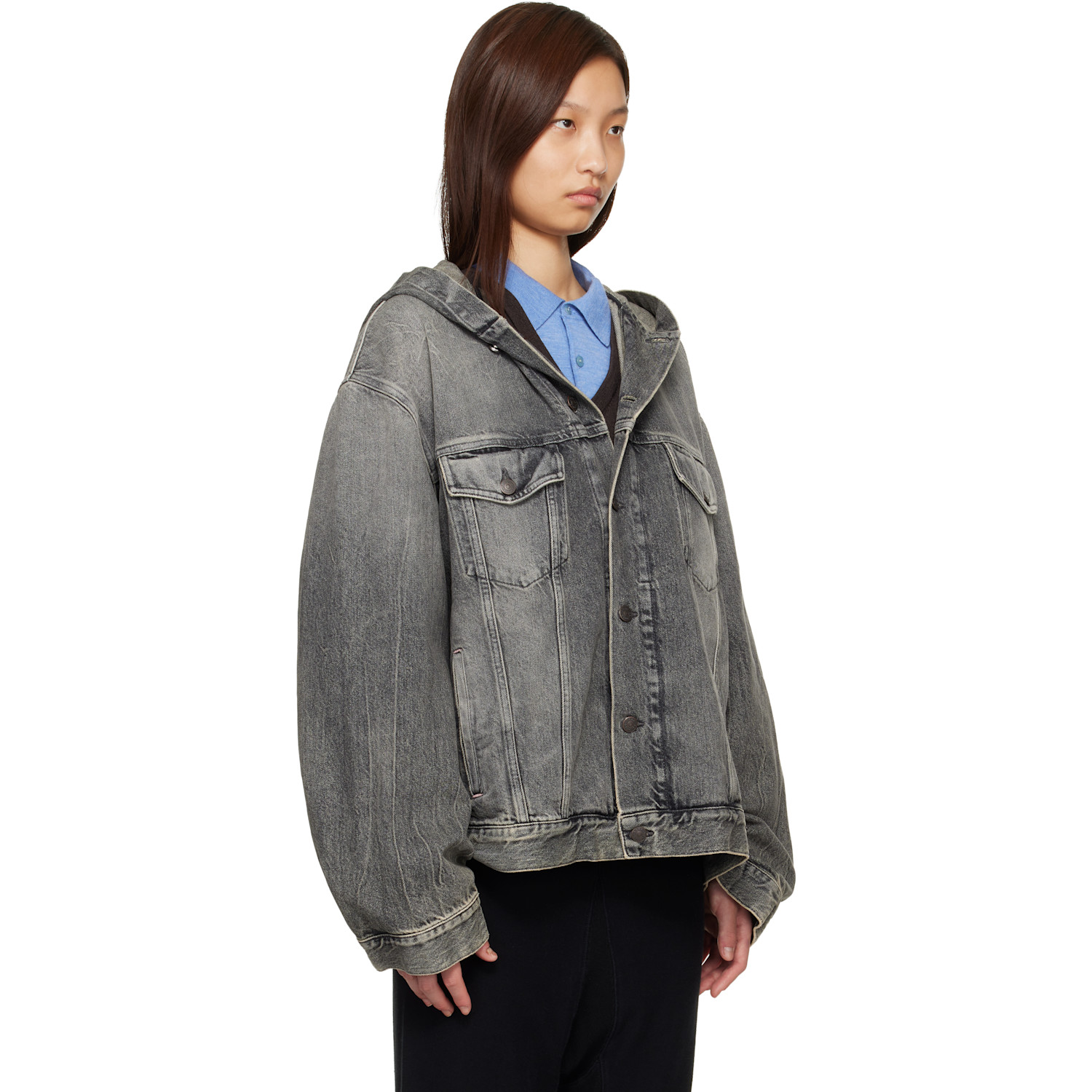  Acne Studios Black Hooded Denim Jacket 