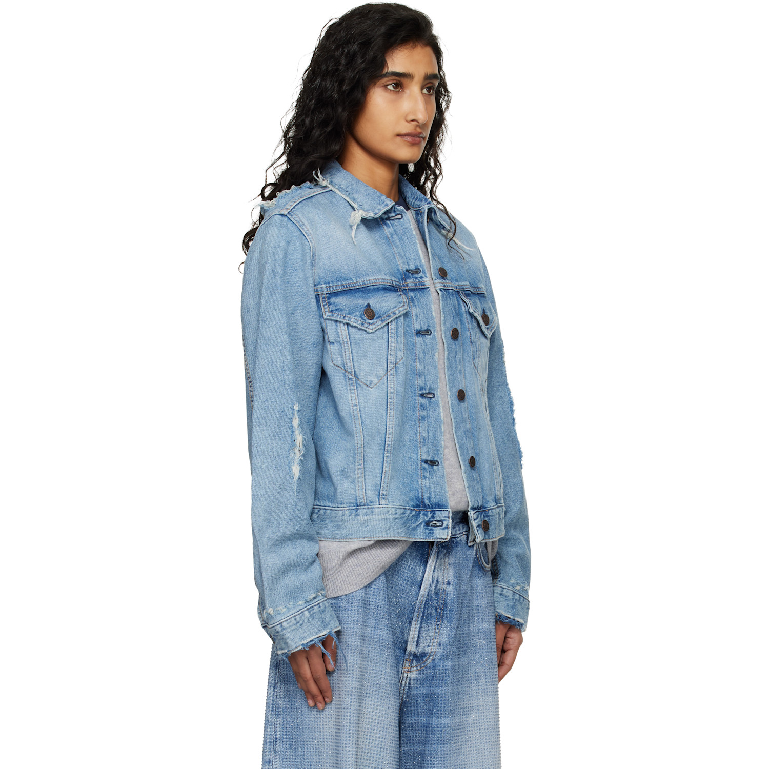  Acne Studios Blue Distressed Denim Jacket 