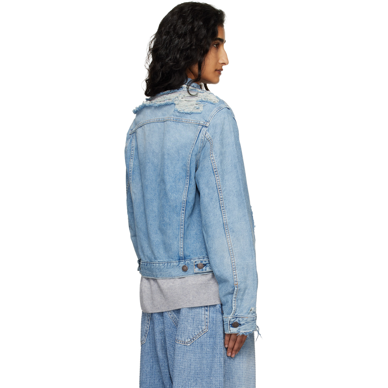  Acne Studios Blue Distressed Denim Jacket 