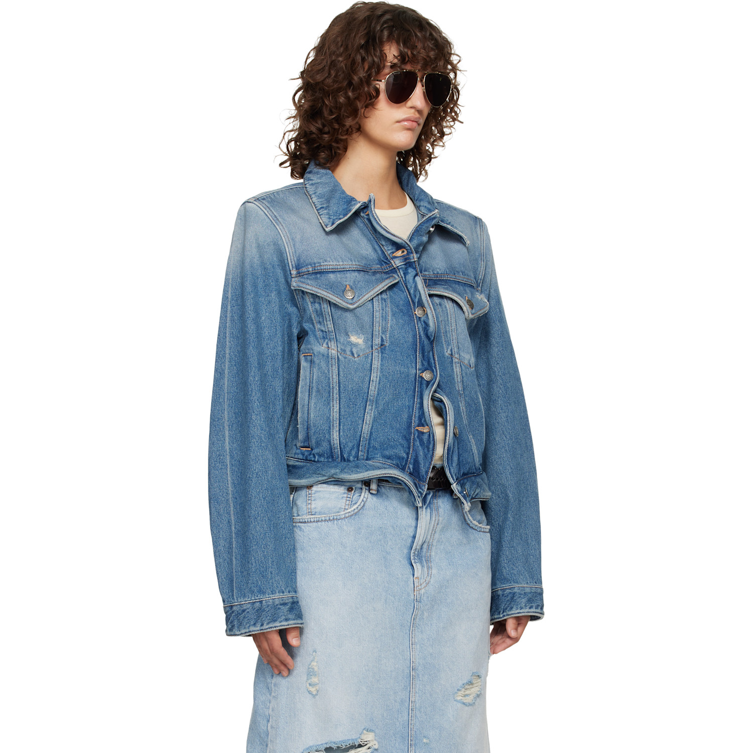  Acne Studios Blue Wavy Denim Jacket 