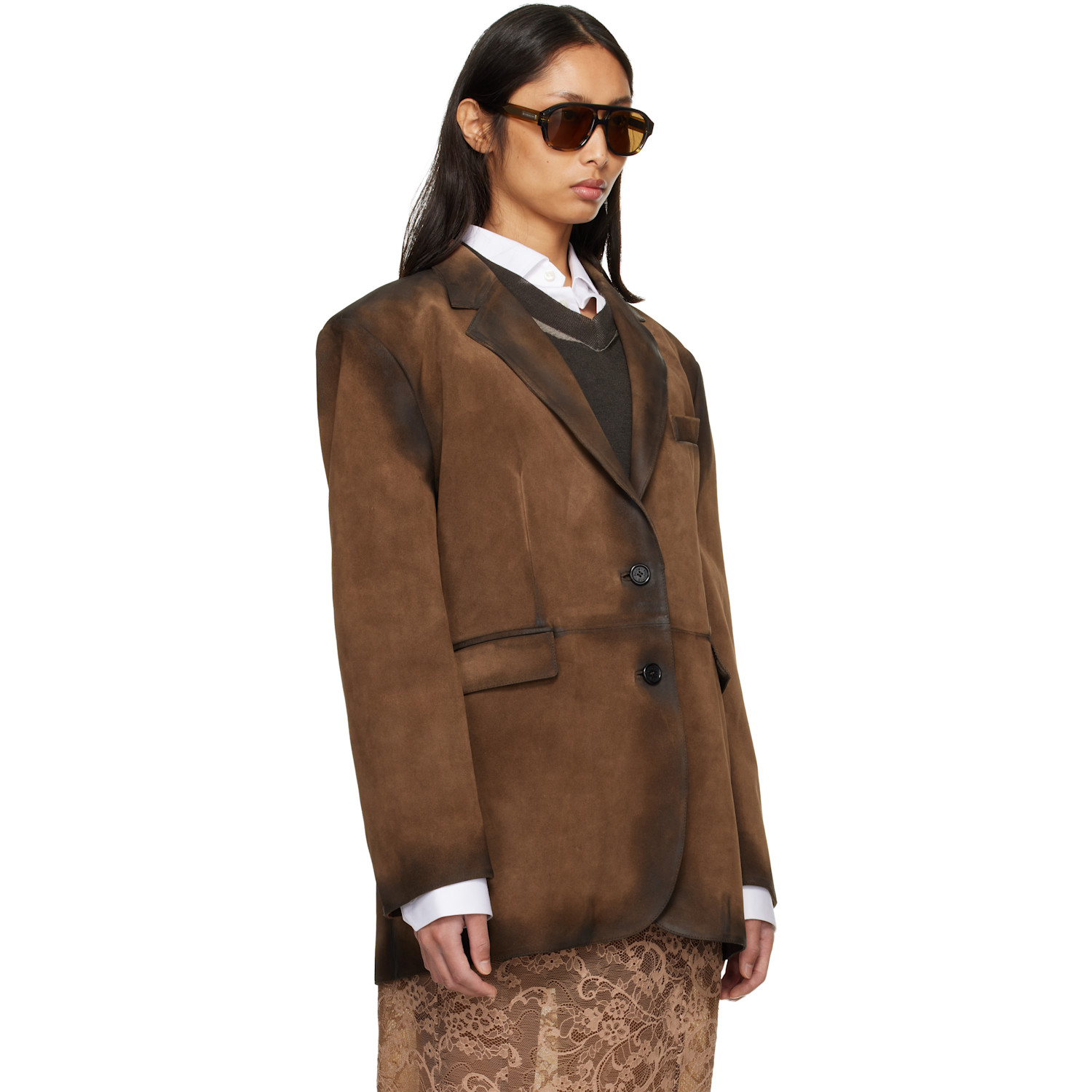  Acne Studios Brown Suede Suit Jacket 